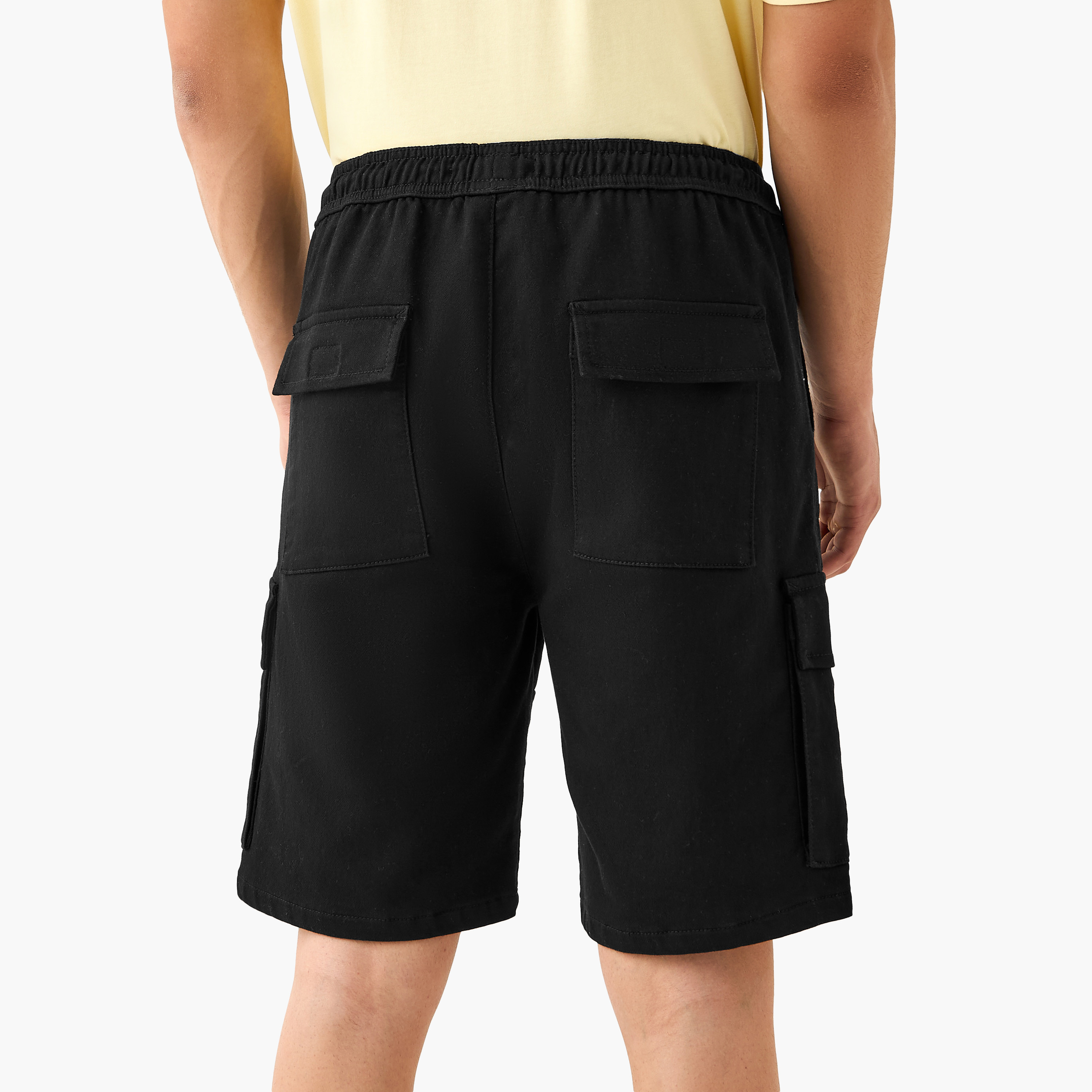 Regular Fit Flexi Waist Shorts with Pockets-men-clothing-bottoms-shorts-image-3