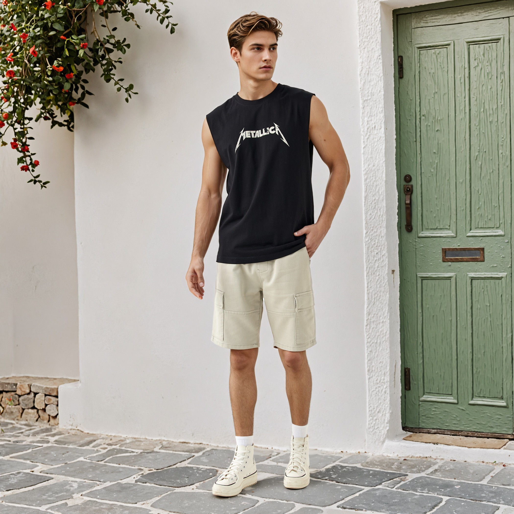 Regular Fit Flexi Waist Shorts with Pockets-men-clothing-bottoms-shorts-image-2