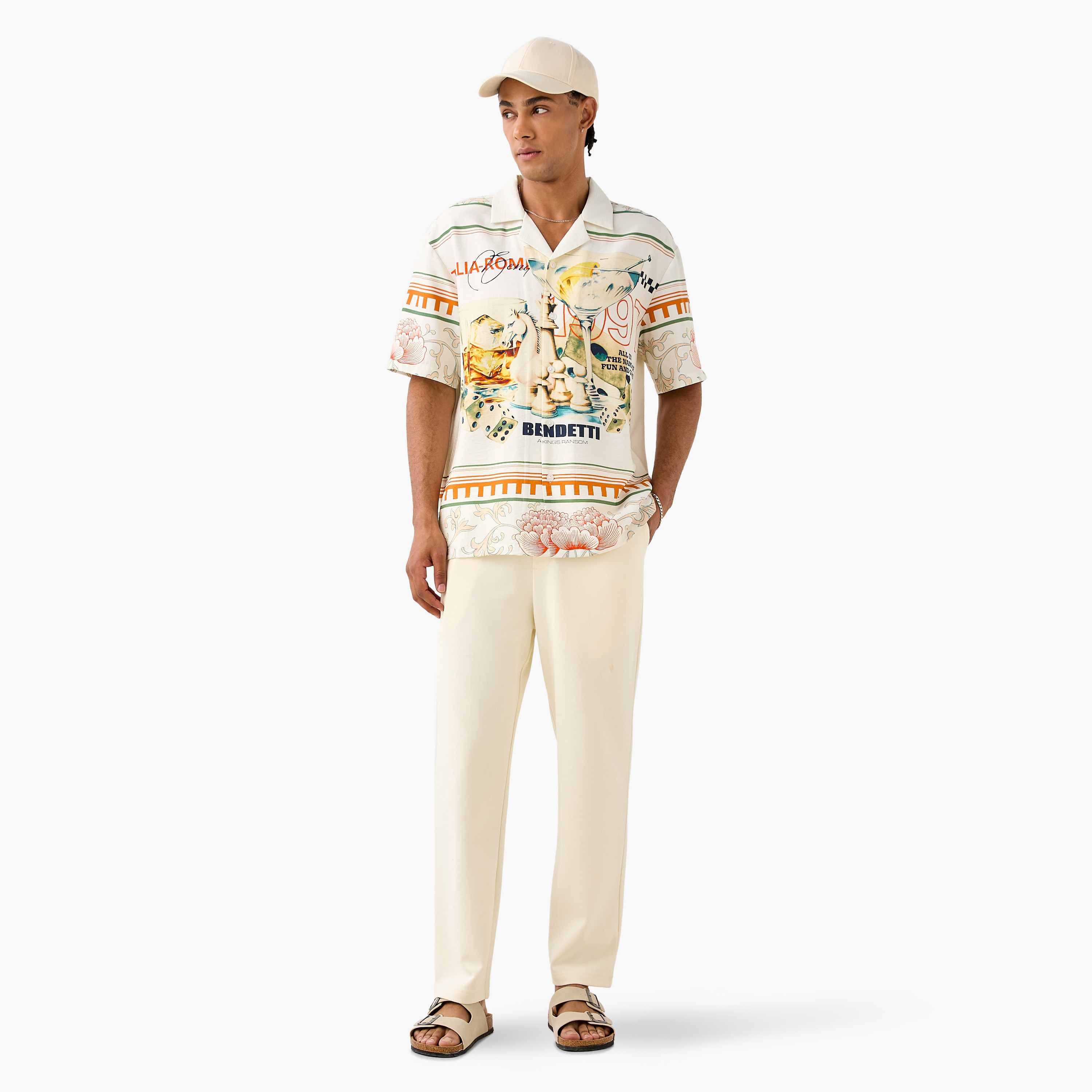 Relaxed Fit Graphic Print Shirt with Camp Collar and Short Sleeves-men-clothing-shirts-image-2