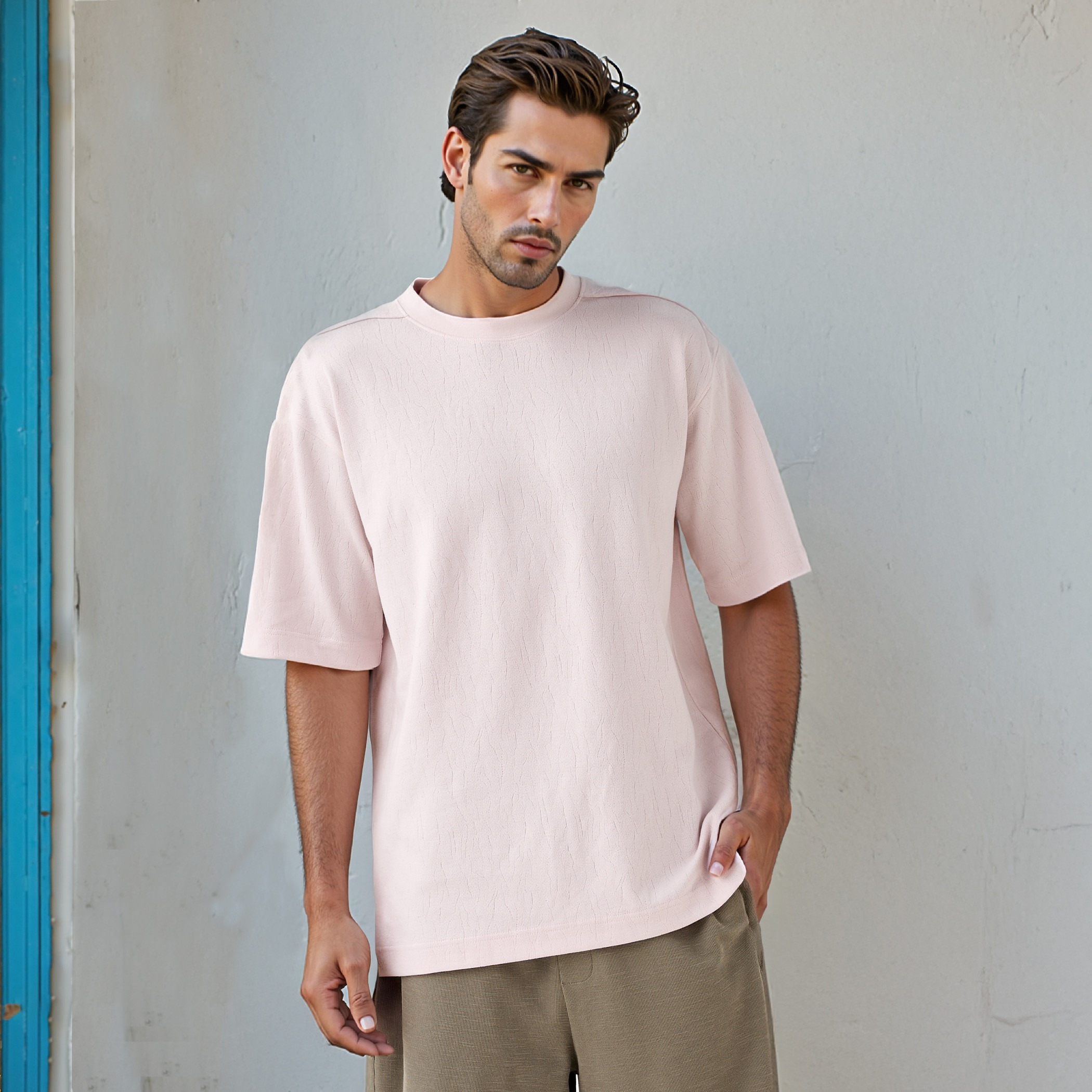 Textured T-shirt with Crew Neck-men-clothing-tshirtsandpolos-tshirts-image-1