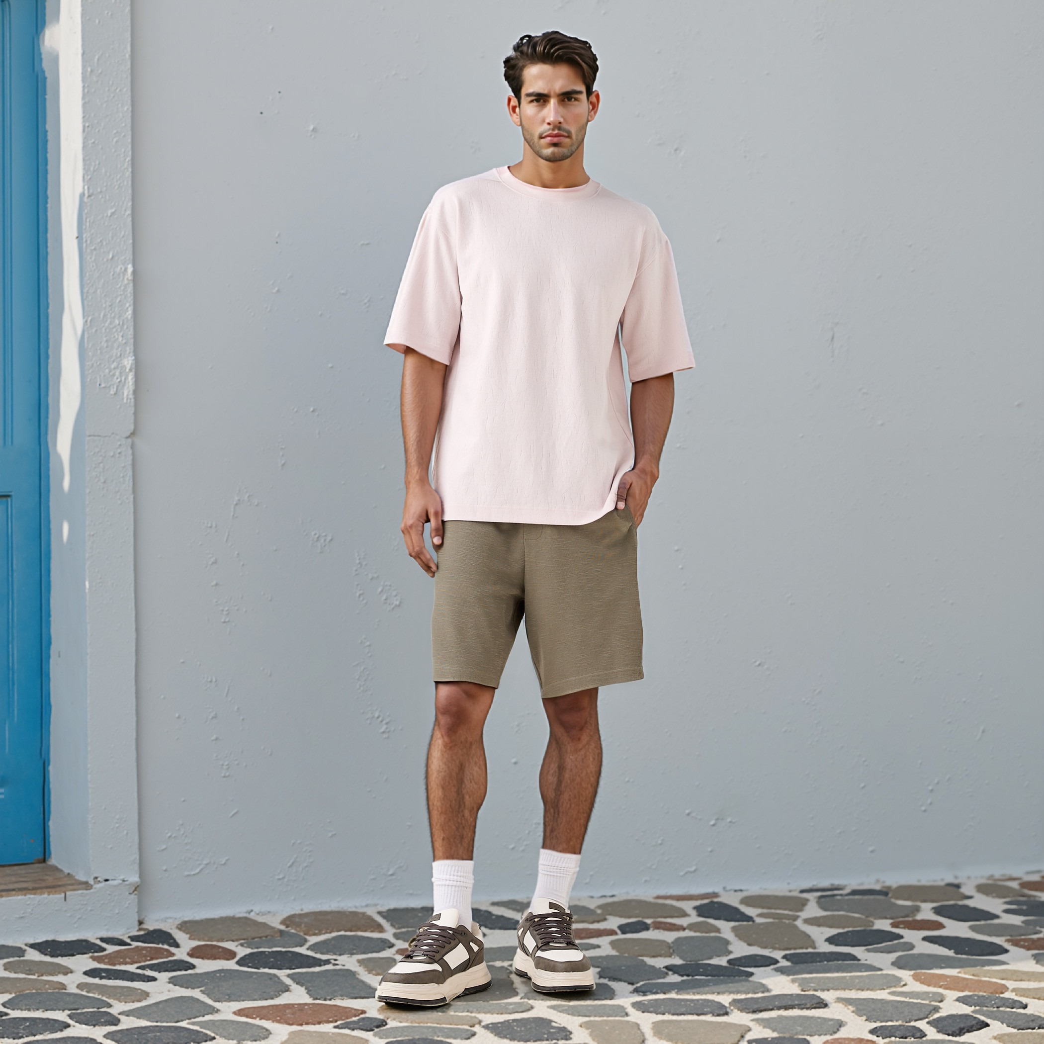 Textured T-shirt with Crew Neck-men-clothing-tshirtsandpolos-tshirts-image-2