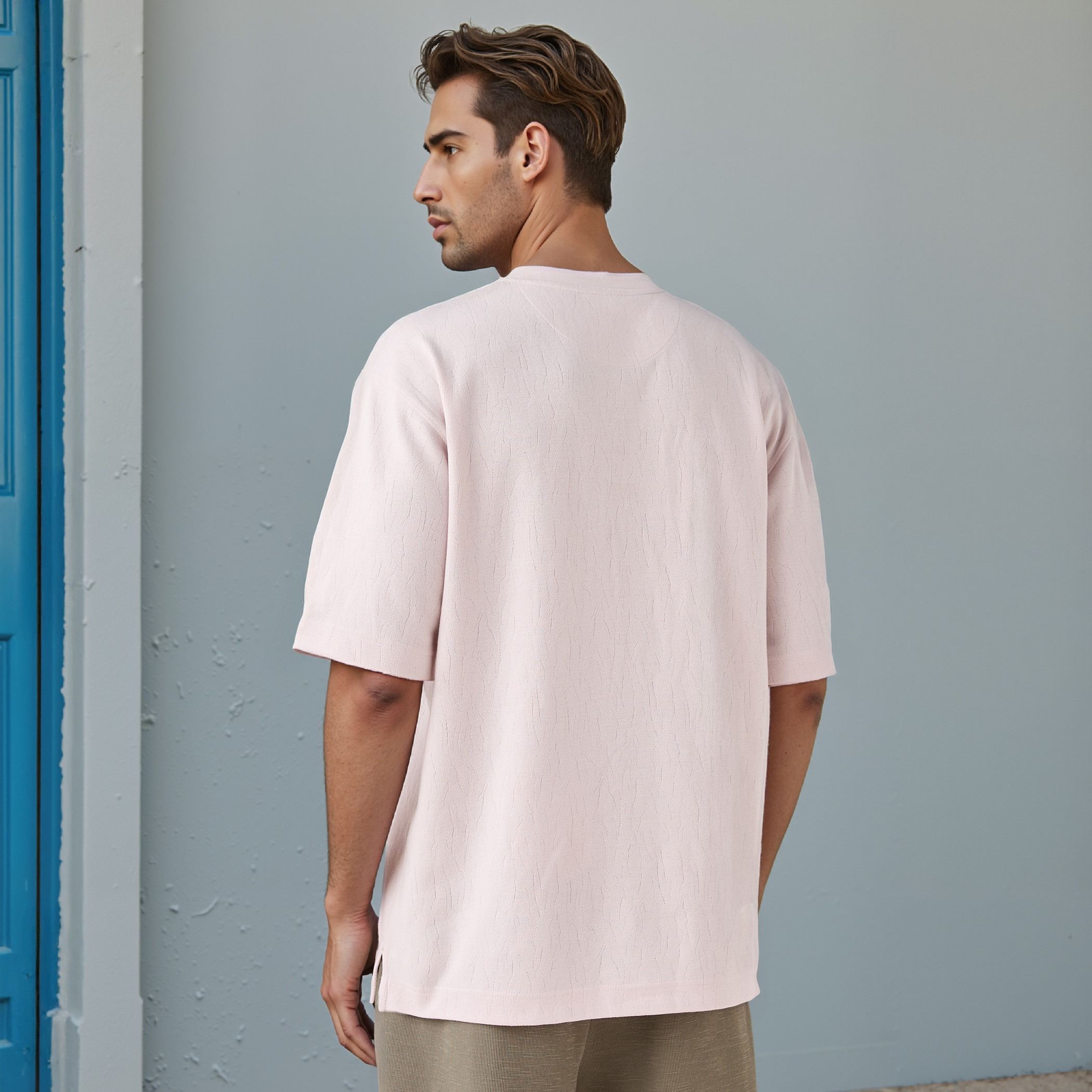 Textured T-shirt with Crew Neck-men-clothing-tshirtsandpolos-tshirts-image-3
