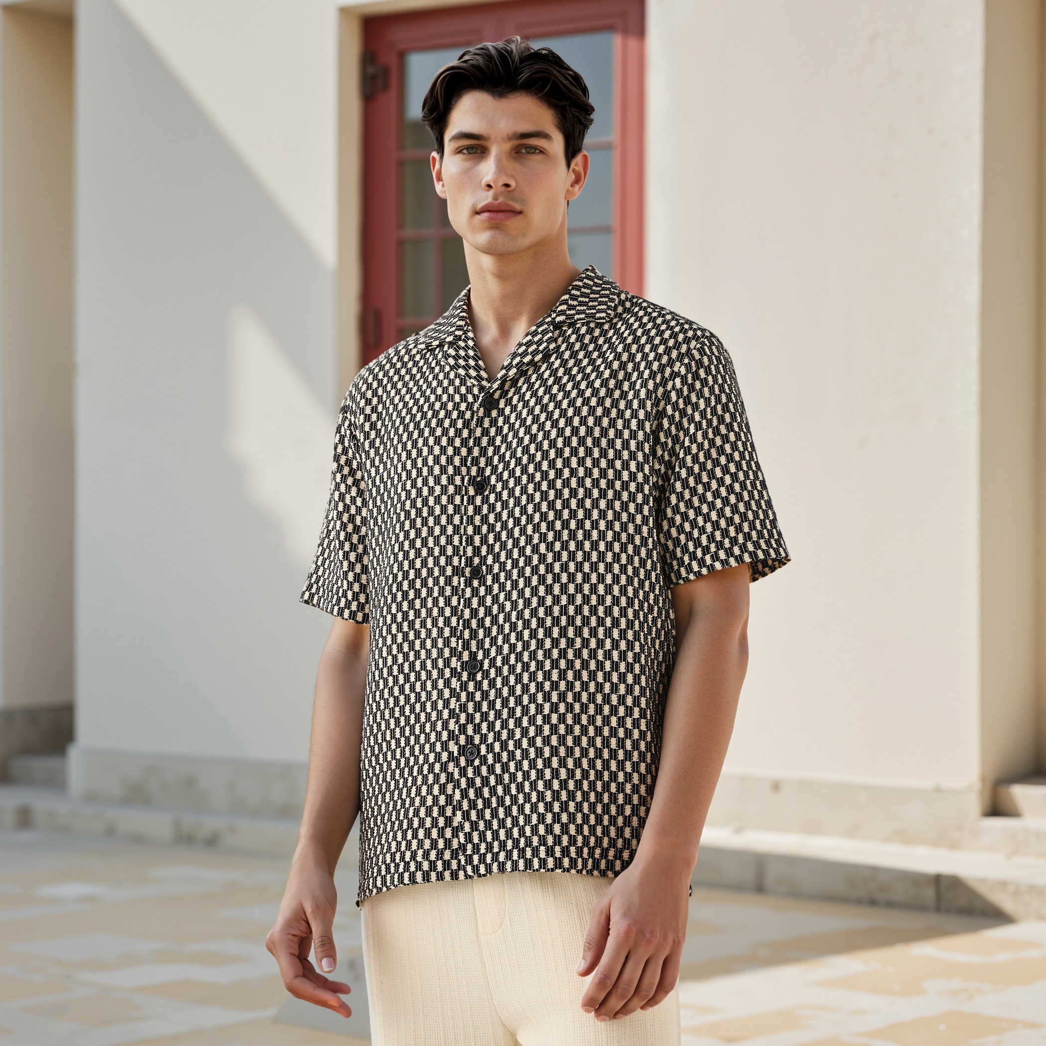 قميص بارز الملمس بياقة-men-clothing-shirts-image-1