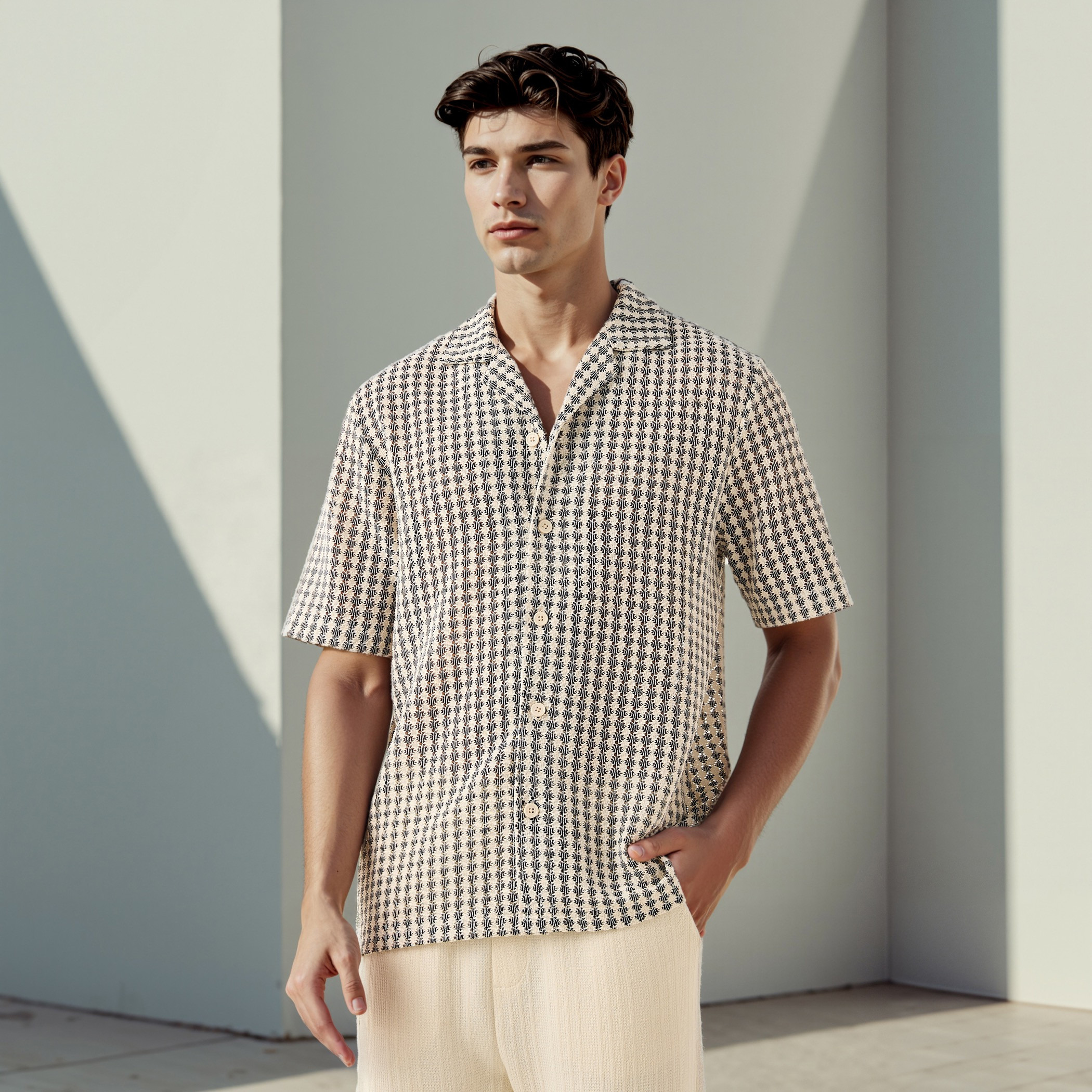 قميص بارز الملمس بياقة-men-clothing-shirts-image-1