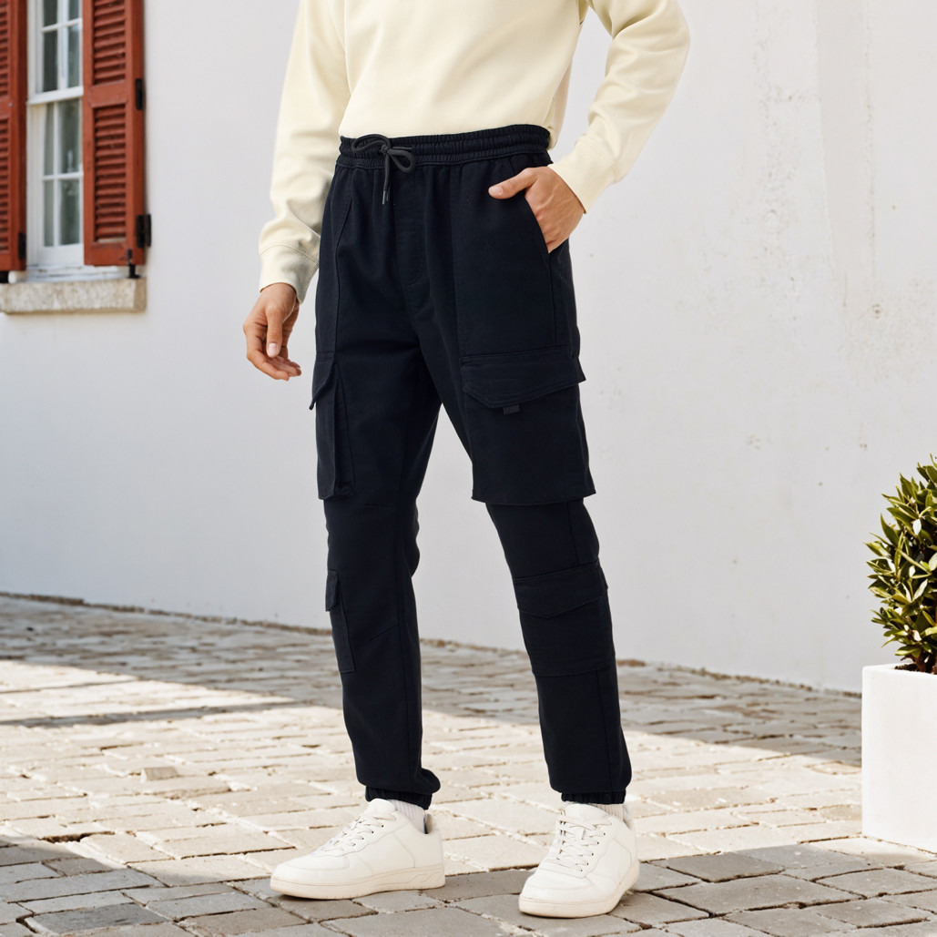 Regular Fit Cargo Flexi Waist Trousers-men-clothing-bottoms-joggers-image-1