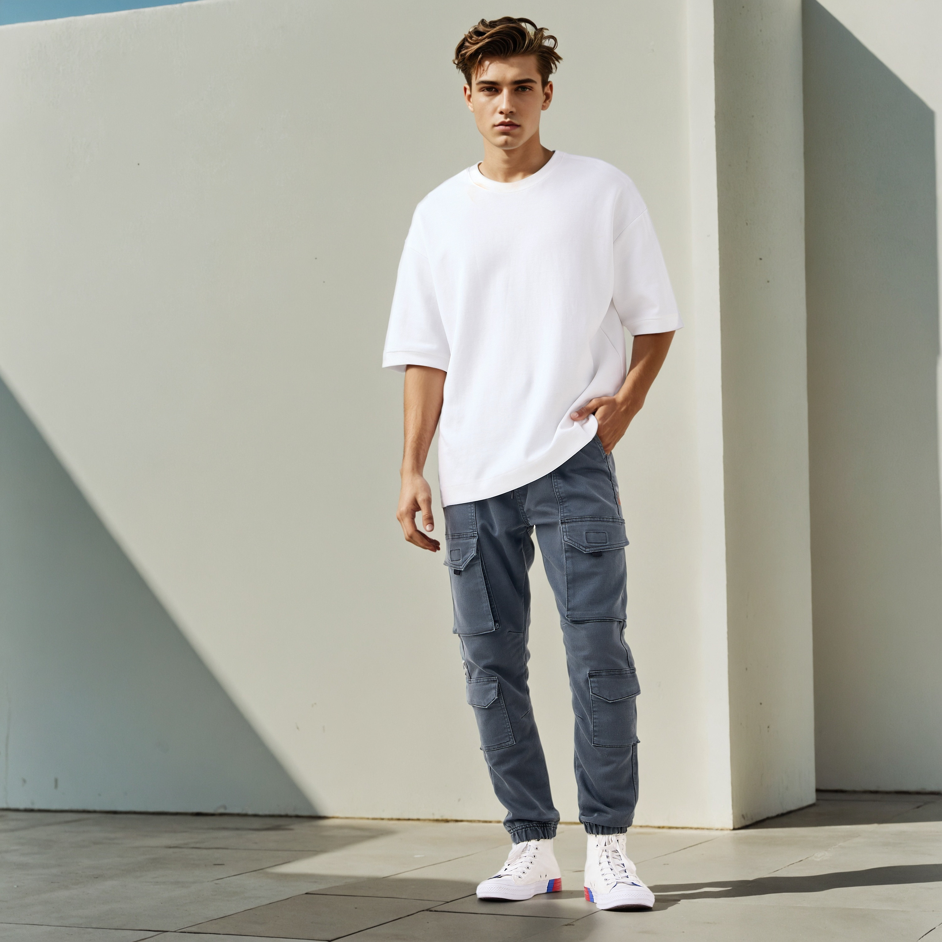 Regular Fit Cargo Flexi Waist Trousers-men-clothing-bottoms-joggers-image-2