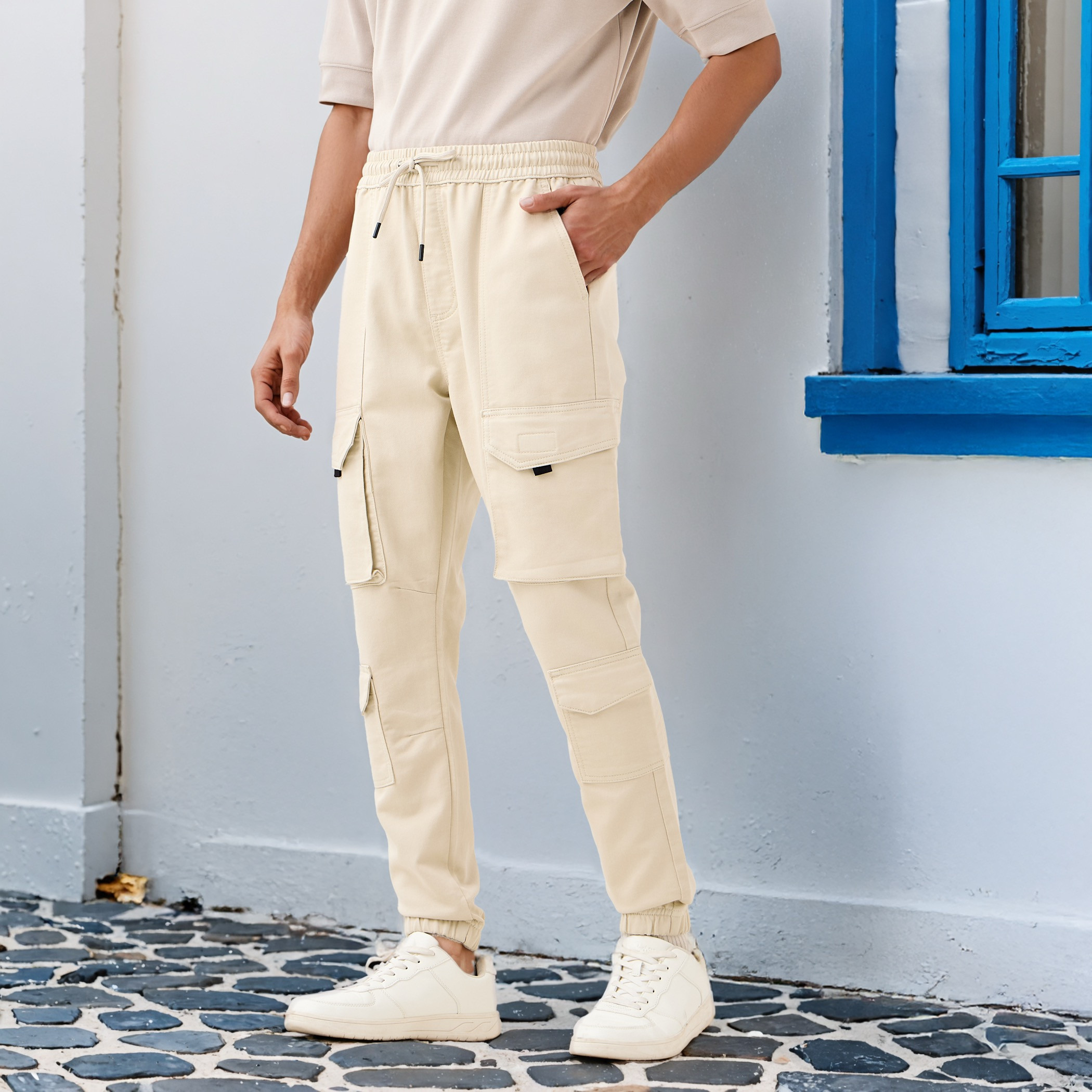 Regular Fit Cargo Flexi Waist Trousers-men-clothing-bottoms-joggers-image-1
