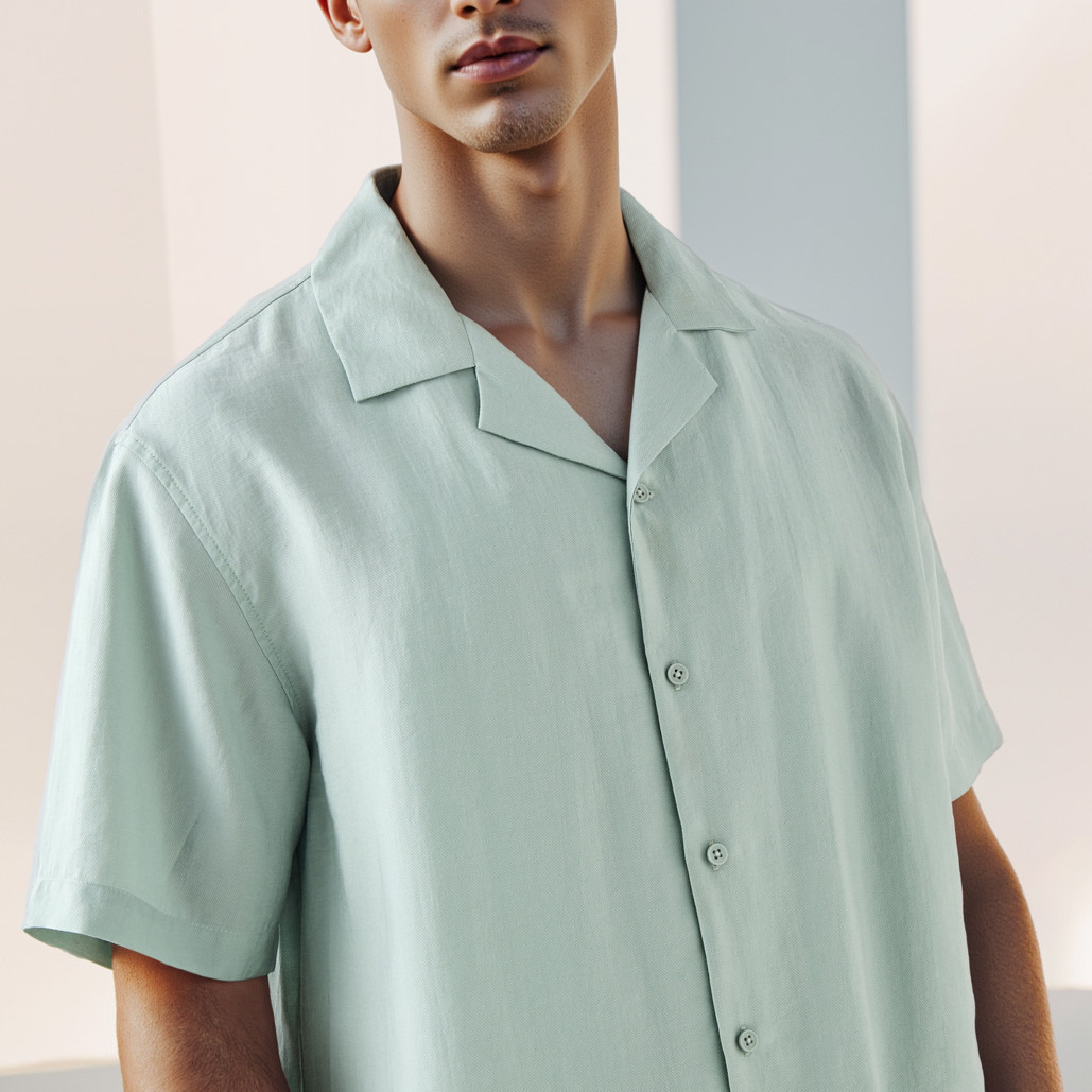 Relaxed Fit Camp Collar Shirt with Short Sleeves-men-clothing-shirts-image-5