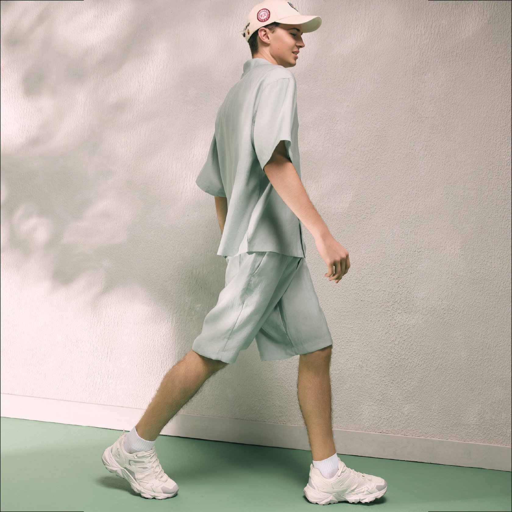 Relaxed Fit Camp Collar Shirt with Short Sleeves-men-clothing-shirts-image-1