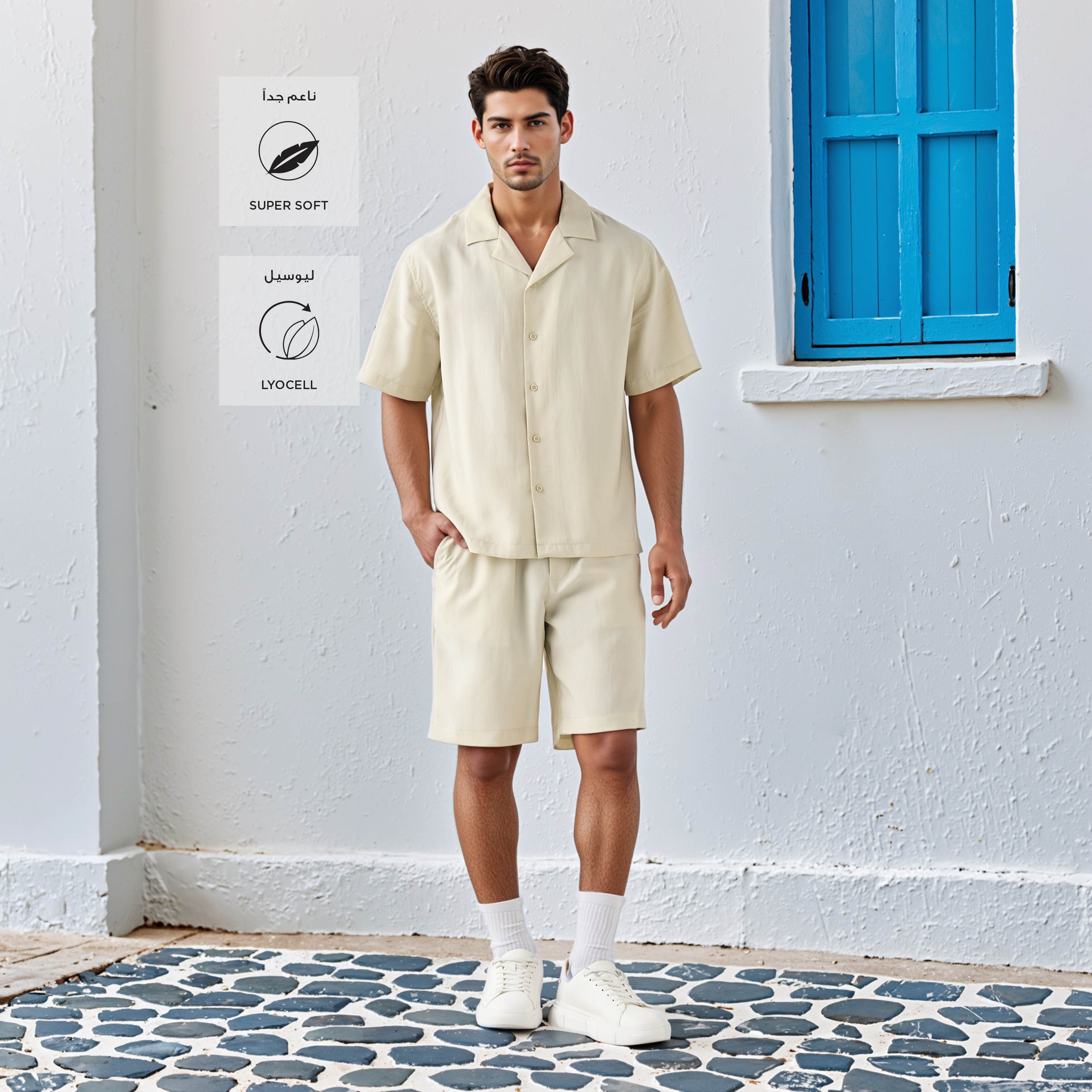 شورت بقصة عادية وخصر مرن بجيوب-men-clothing-bottoms-shorts-image-4