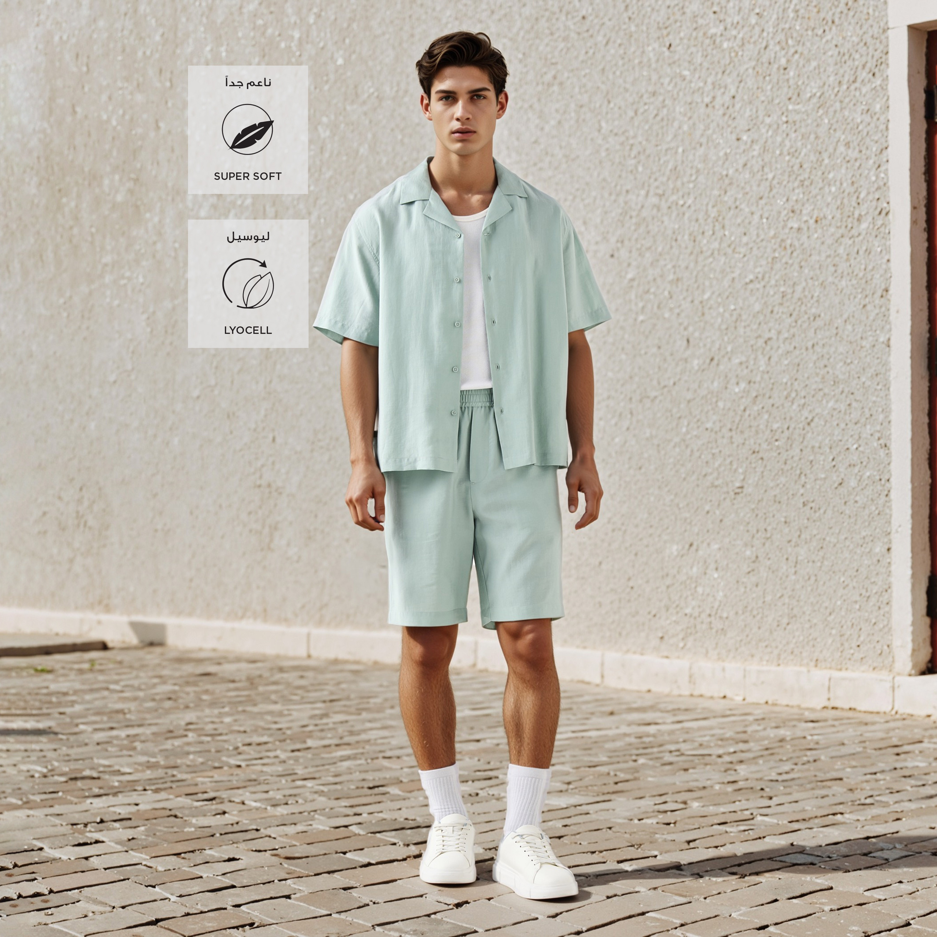 شورت بقصة عادية وخصر مرن بجيوب-men-clothing-bottoms-shorts-image-2