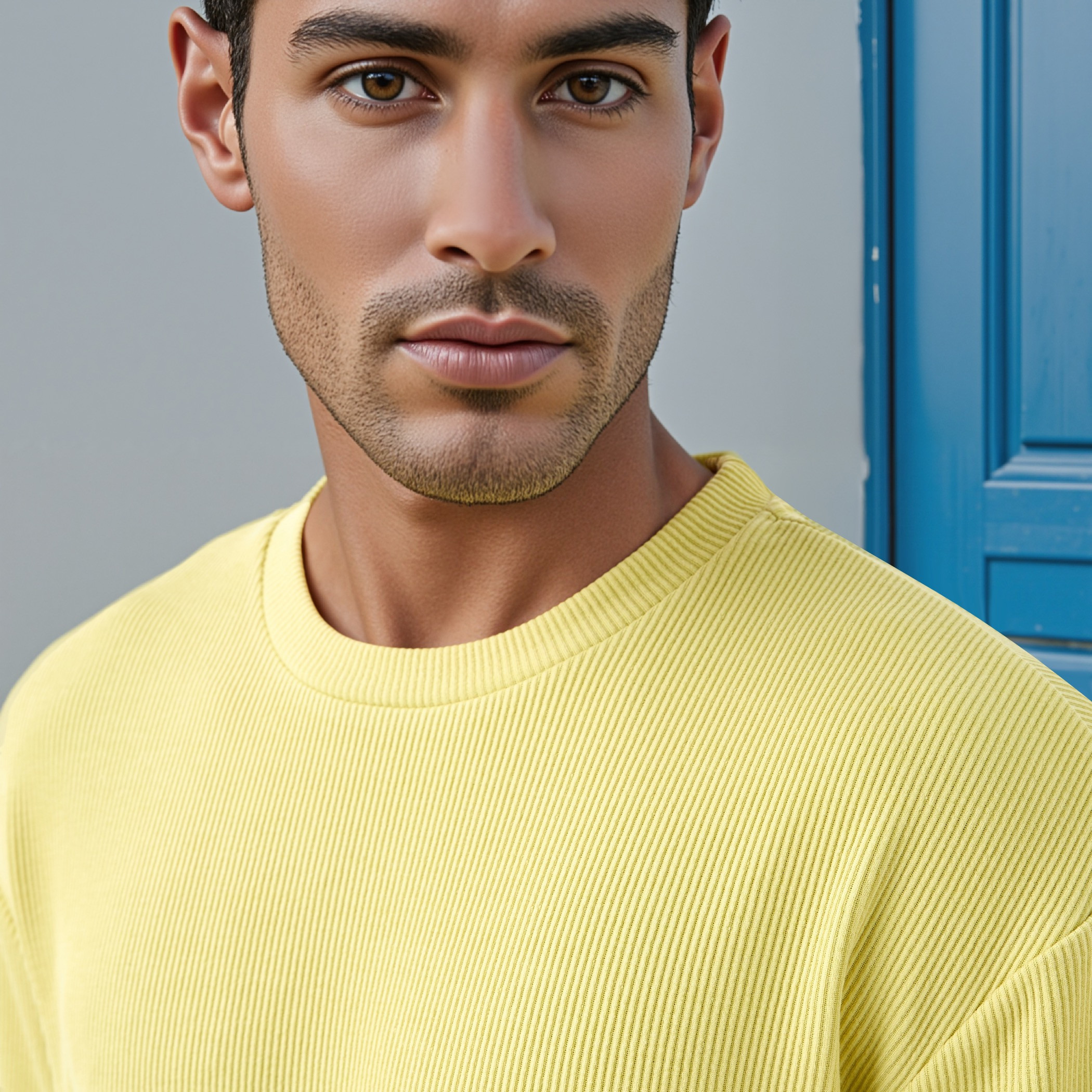 تيشيرت مضلع بياقة ضيقة-men-clothing-tshirtsandpolos-tshirts-image-4