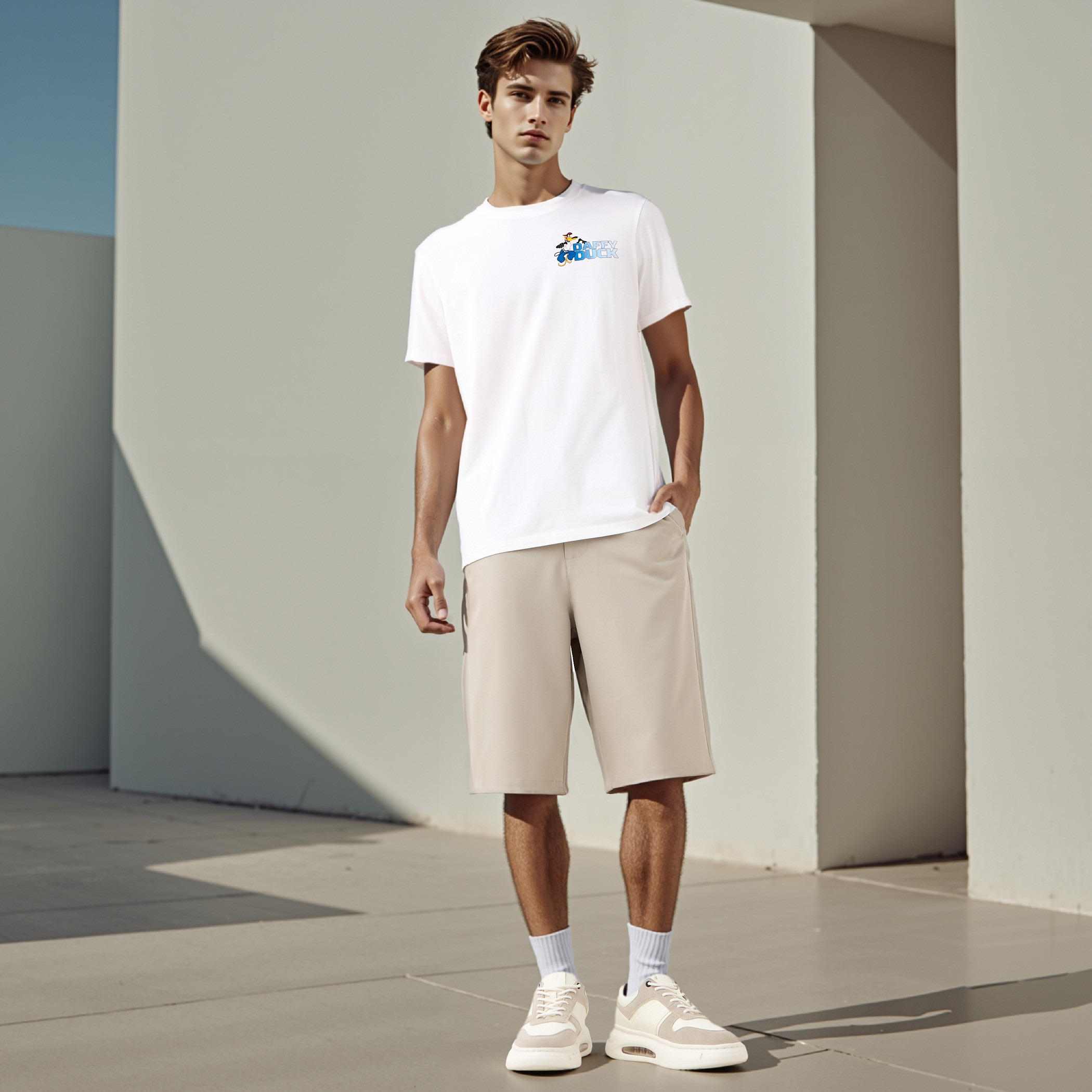 Regular Fit Shorts with Button Closure and Pockets-men-clothing-bottoms-shorts-image-2