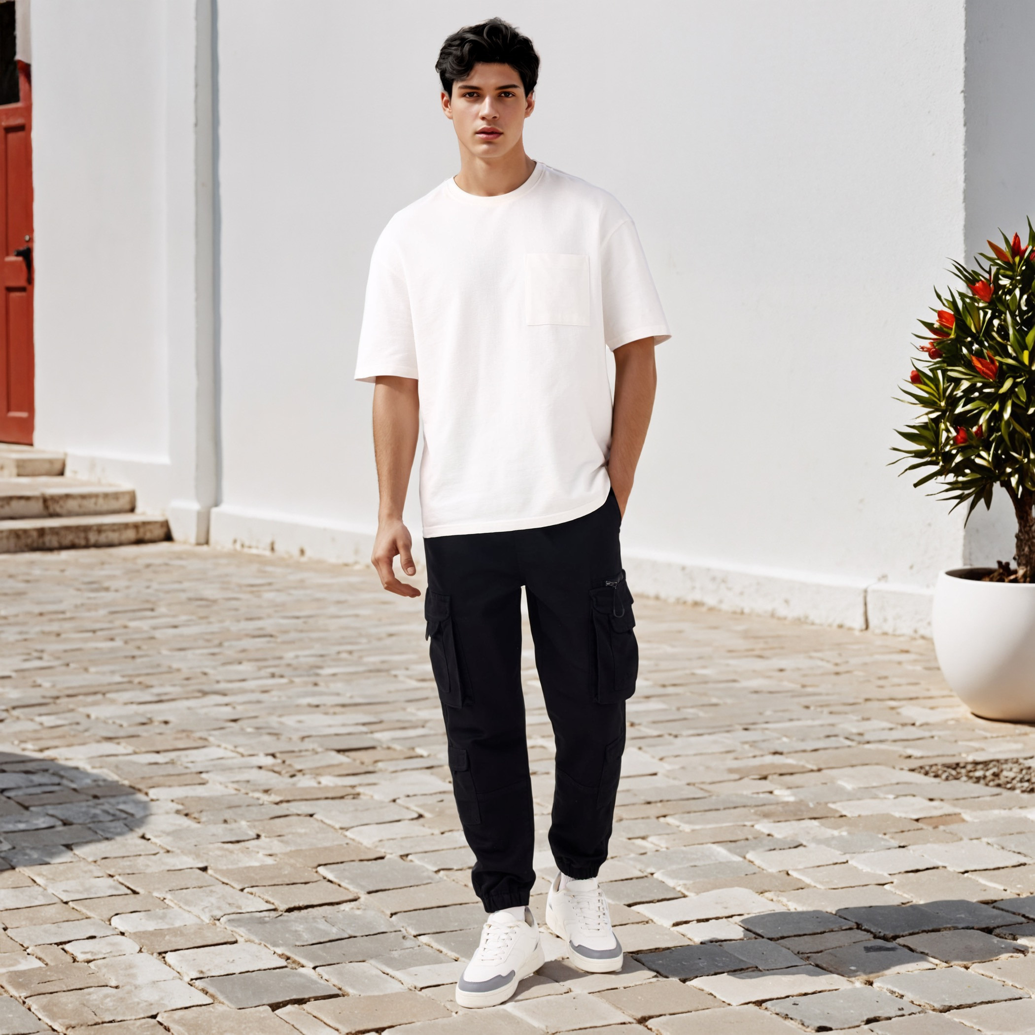 Flexi Waist Cargo Joggers with Pockets-men-clothing-bottoms-joggers-image-2