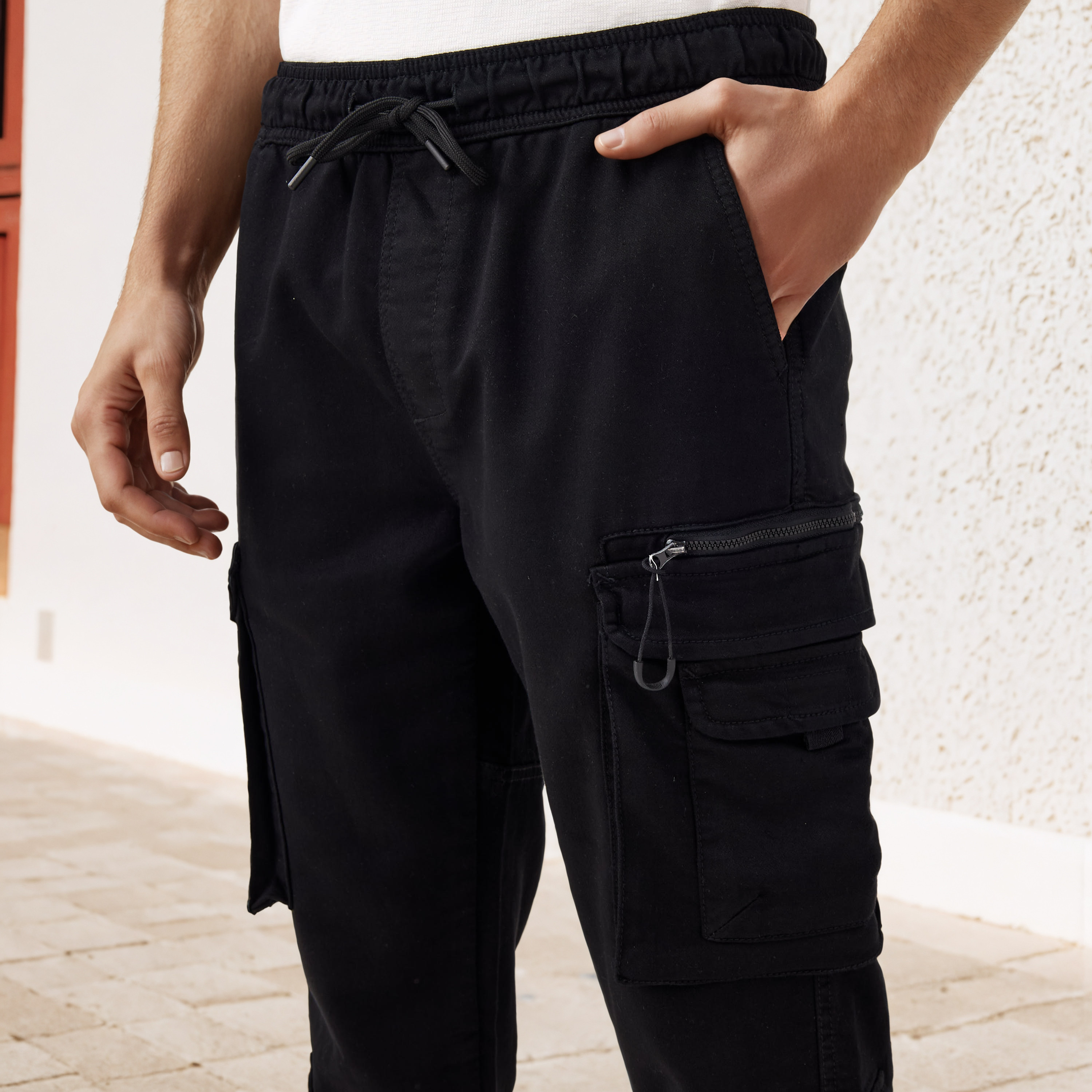 Flexi Waist Cargo Joggers with Pockets-men-clothing-bottoms-joggers-image-4