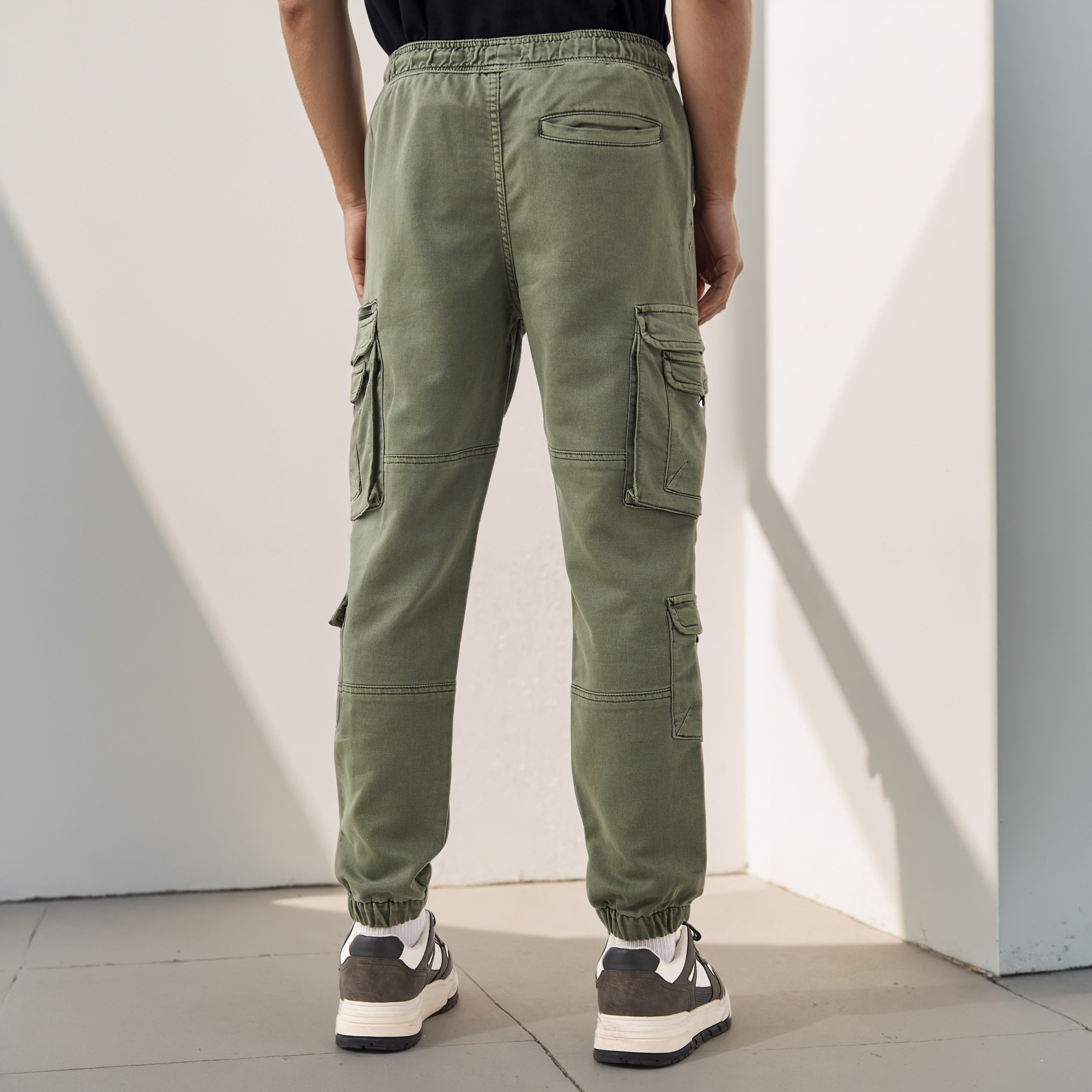 Flexi Waist Cargo Joggers with Pockets-men-clothing-bottoms-joggers-image-3