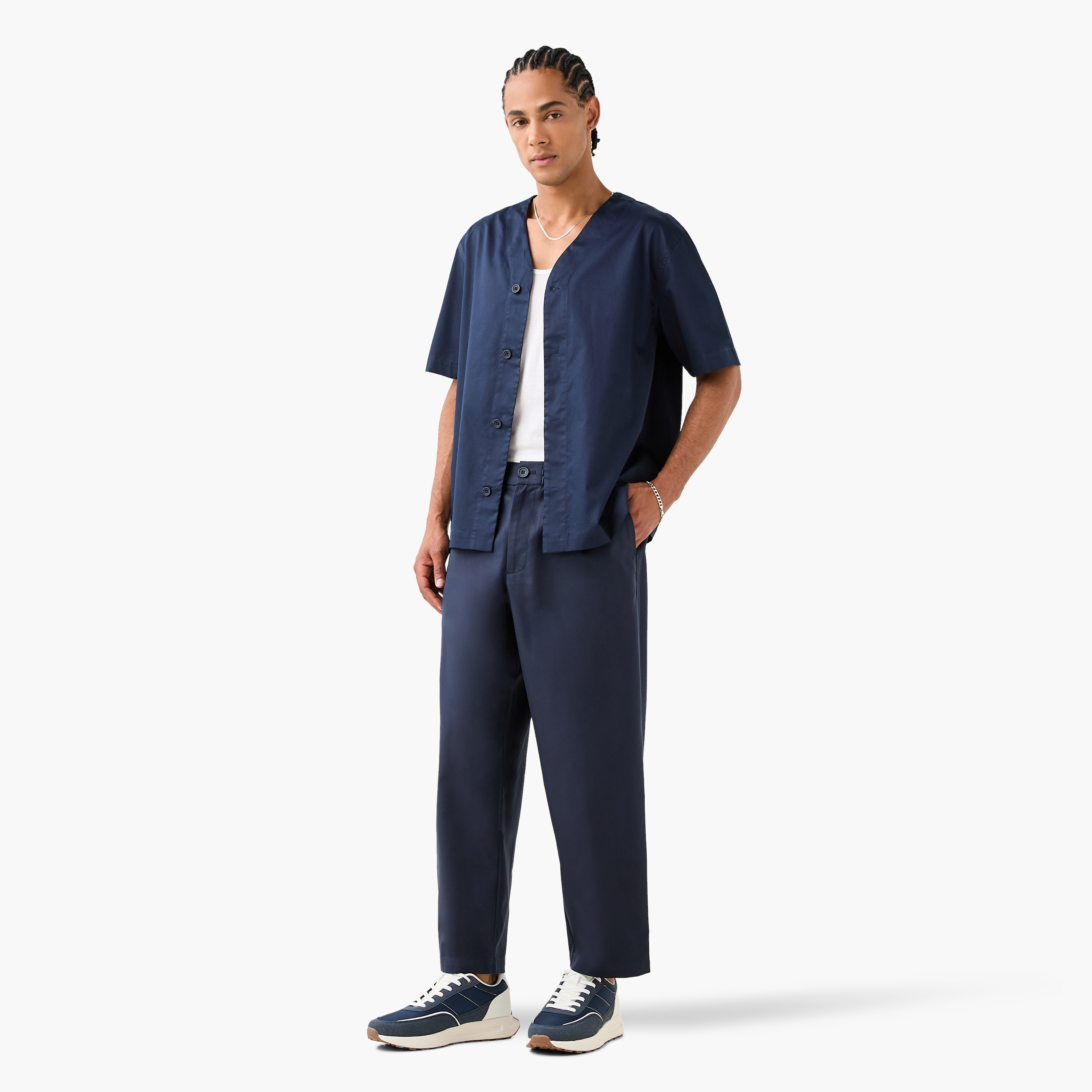 قميص بوبلين بيسبول بأزرار أمامية-men-clothing-shirts-image-2