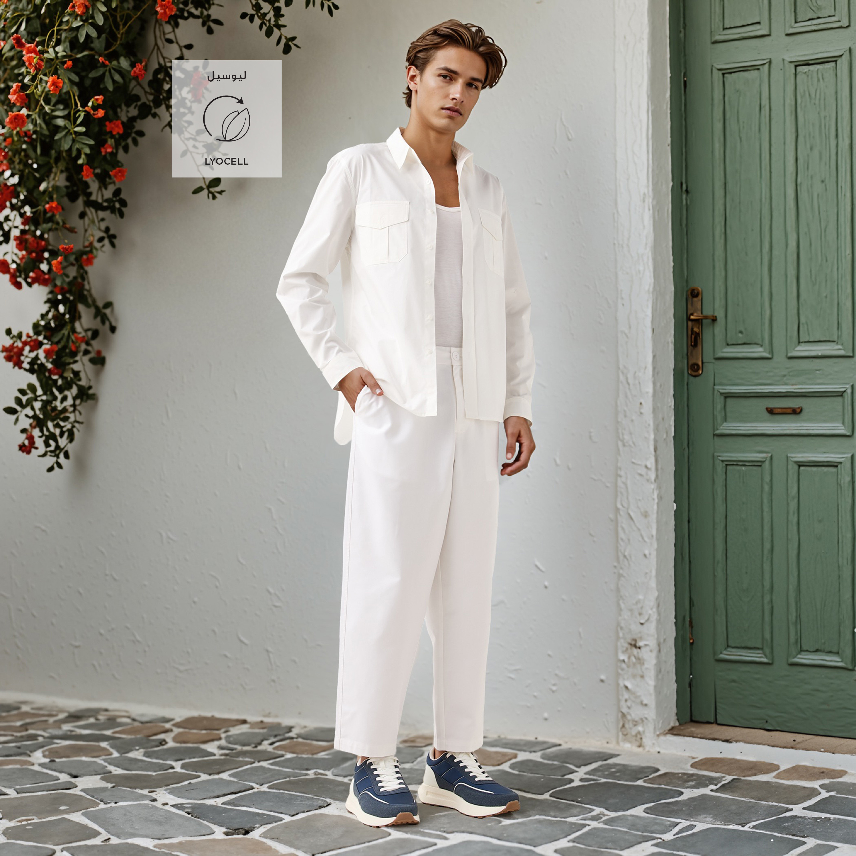 Regular Fit Pants with Elasticated Waistband and Pockets-men-clothing-bottoms-joggers-image-2