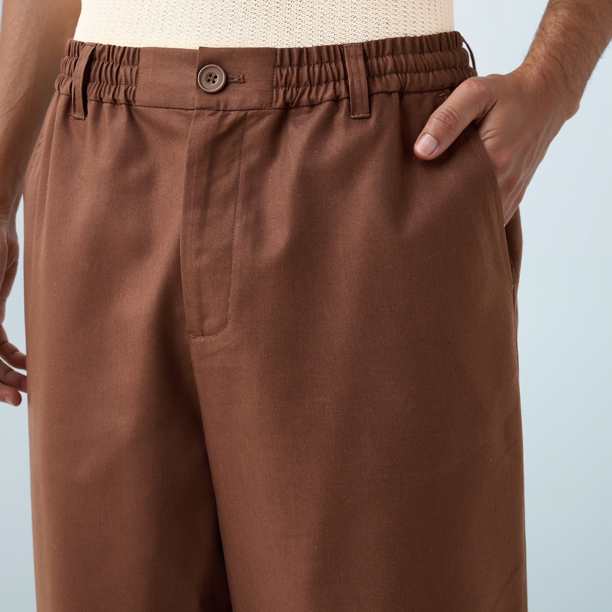 Regular Fit Pants with Elasticated Waistband and Pockets-men-clothing-bottoms-joggers-image-4