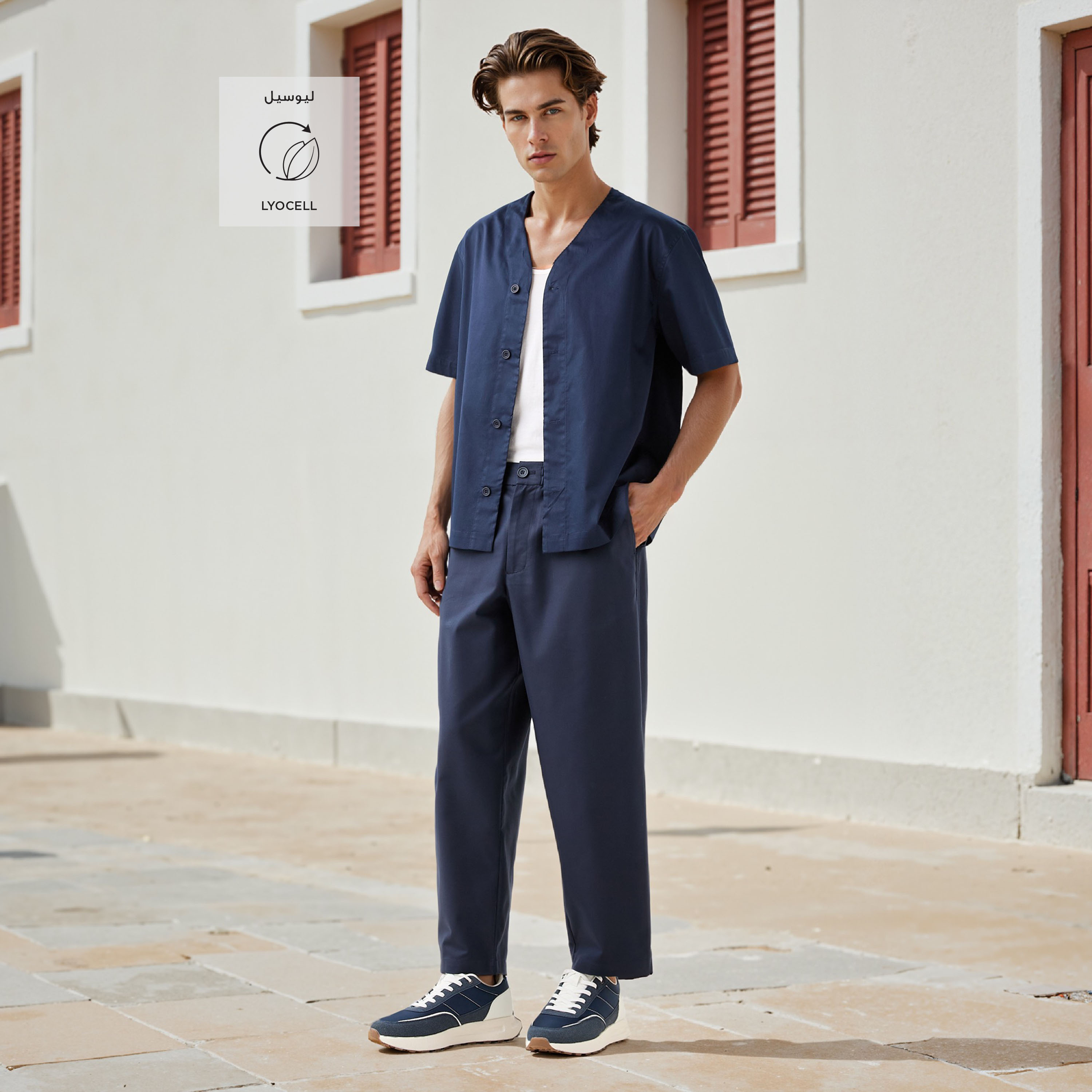 بنطلون بقصة مريحة وخصر مطاطي وجيوب-men-clothing-bottoms-joggers-image-2