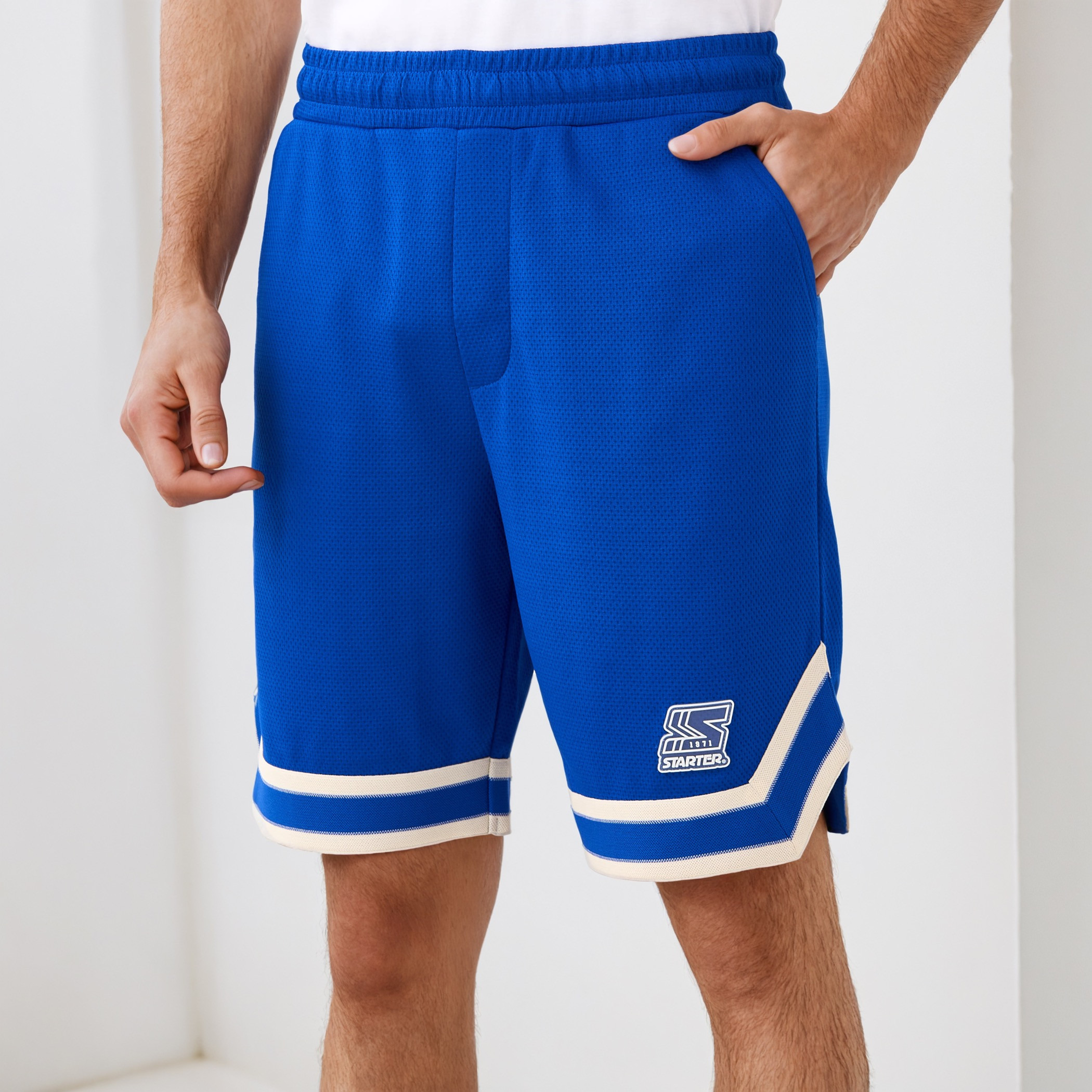 Contrast Detail Flexi Waist Shorts with Pockets-men-clothing-bottoms-shorts-image-1