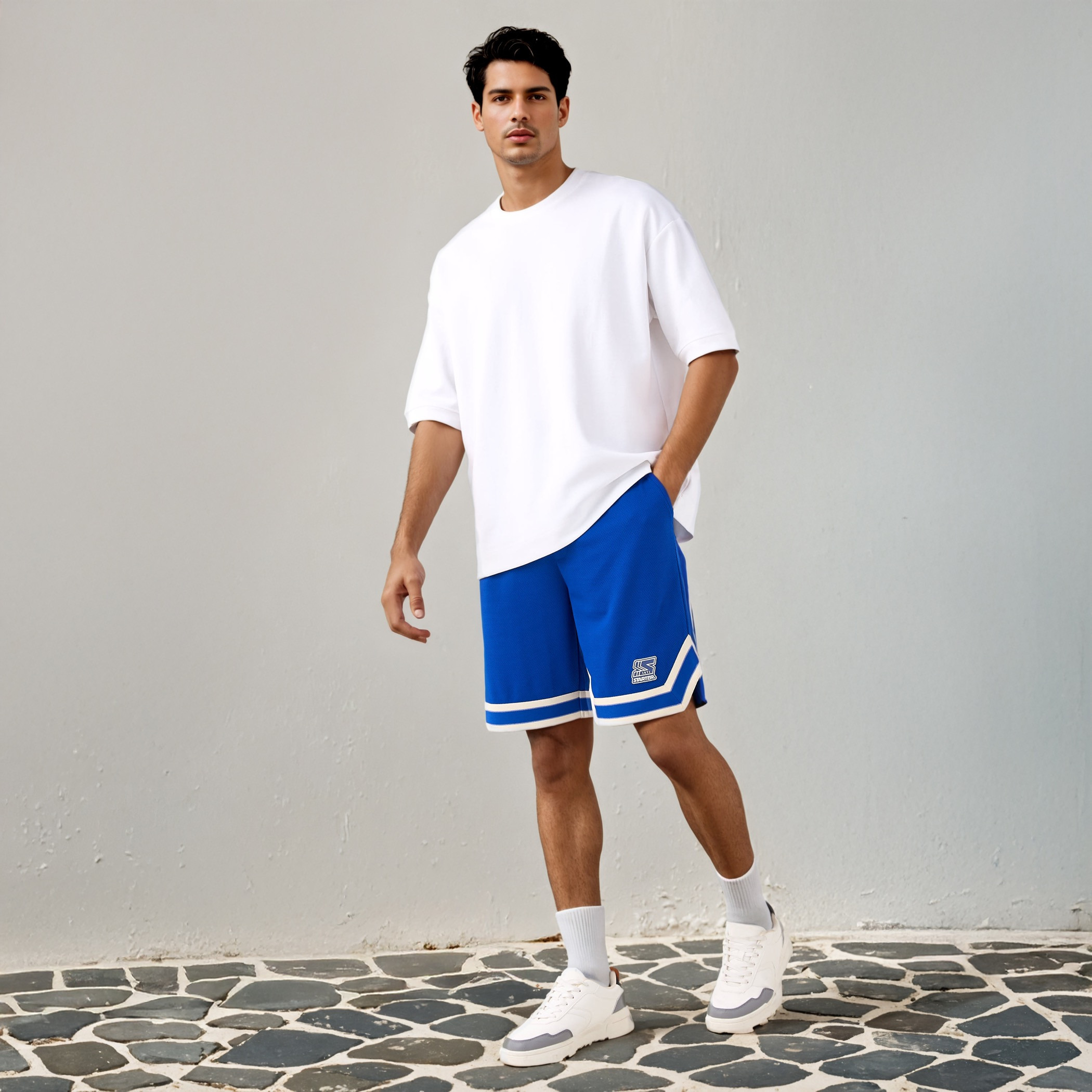 Contrast Detail Flexi Waist Shorts with Pockets-men-clothing-bottoms-shorts-image-2