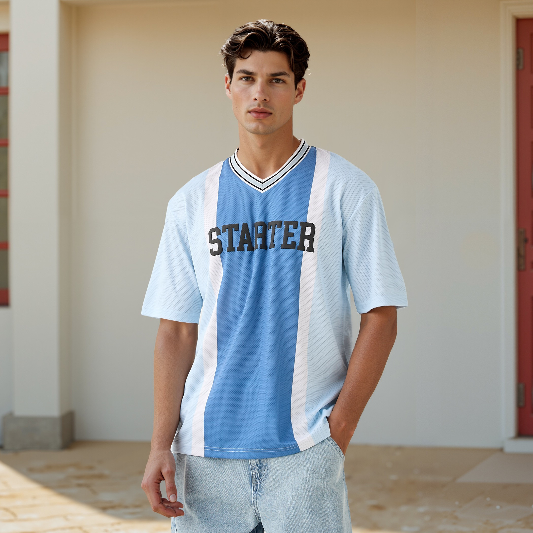 تيشيرت بأكمام قصيرة وياقة V وطبعات-men-clothing-tshirtsandpolos-tshirts-image-1