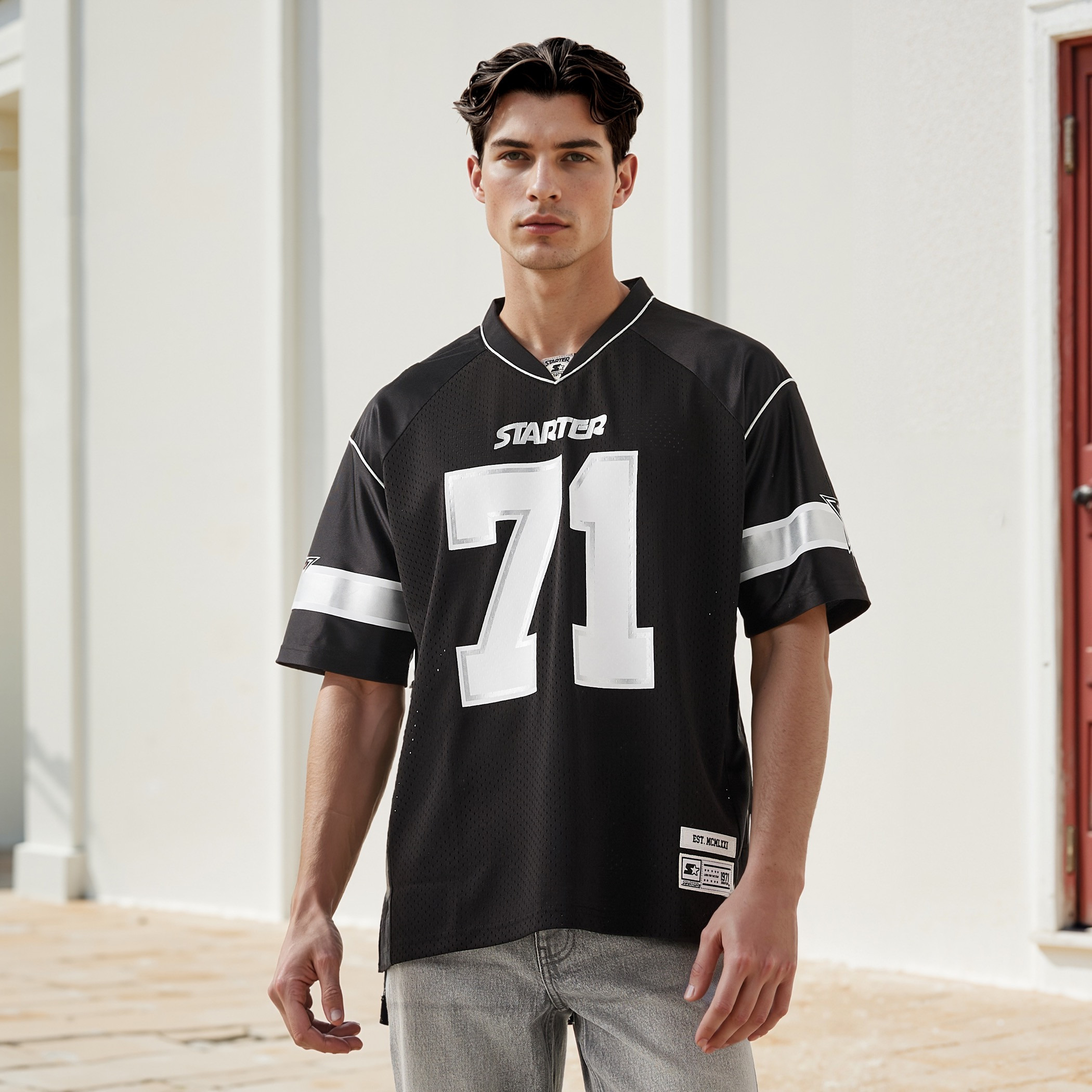 Starter Varsity Print V-Neck T-shirt-men-clothing-tshirtsandpolos-tshirts-image-1