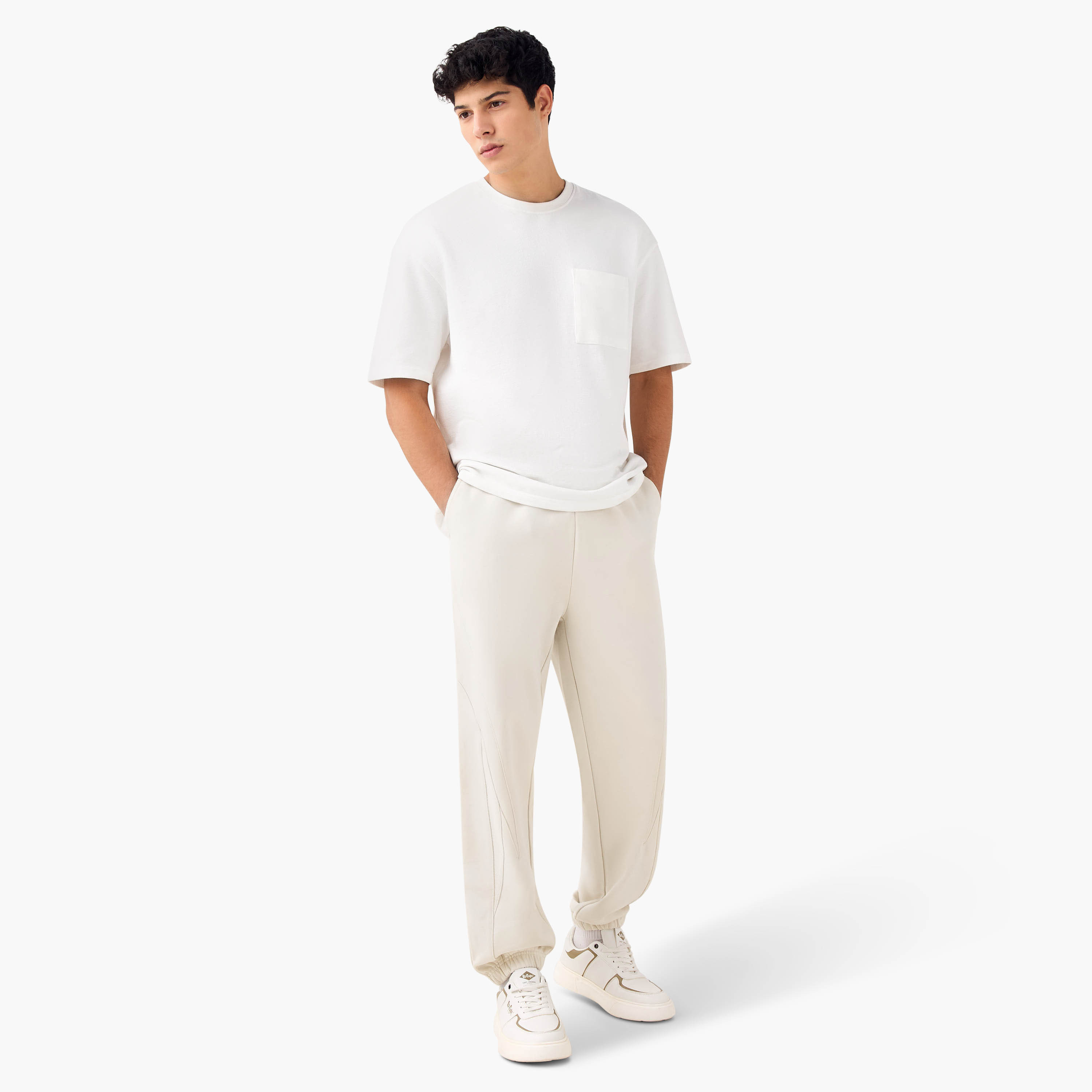 Cut and Sew Detail Flexi Waist Joggers -men-clothing-bottoms-joggers-image-2
