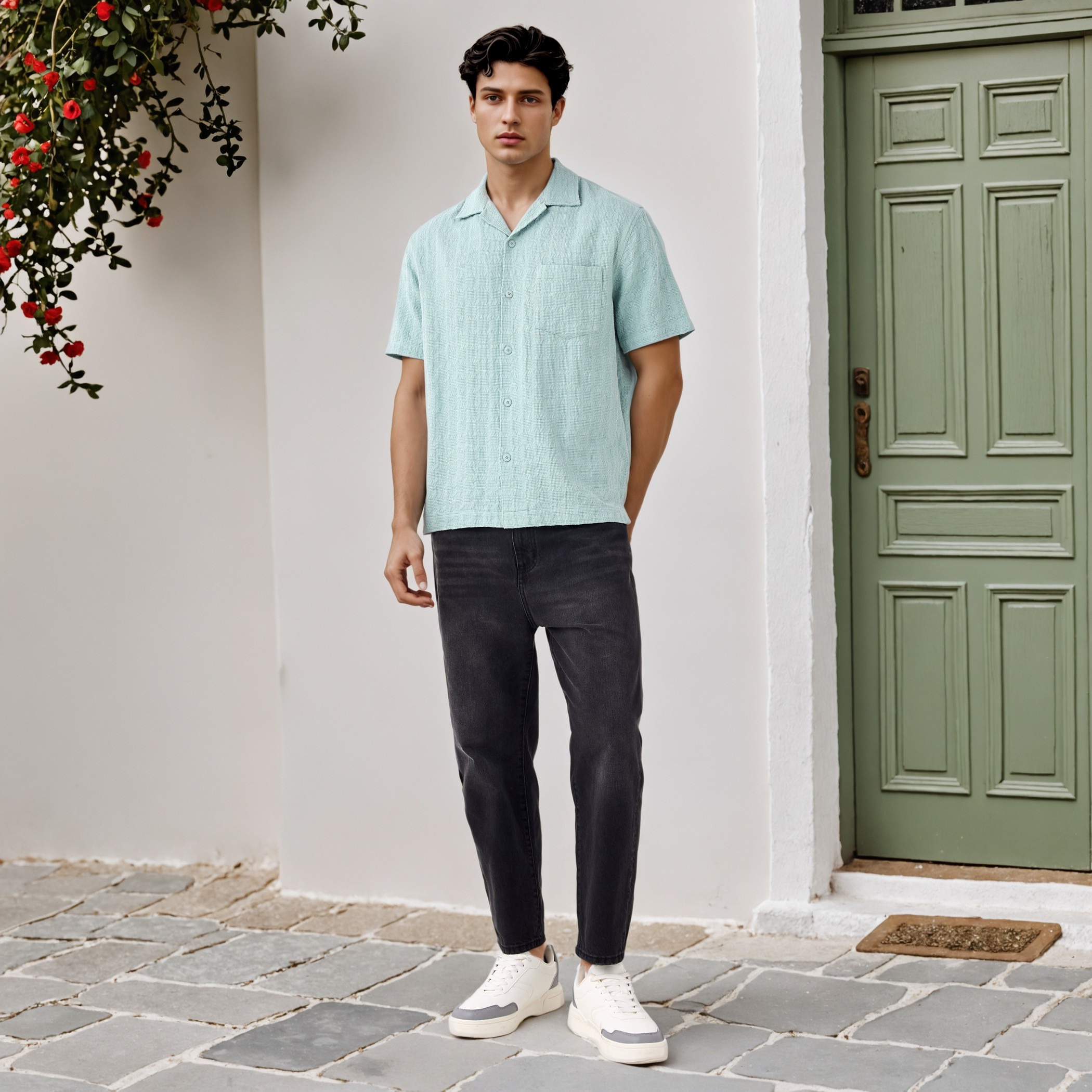 Relaxed Fit Textured Collared Shirt-men-clothing-shirts-image-2