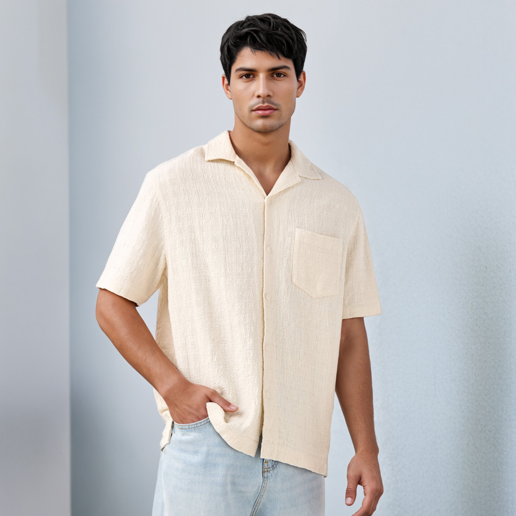 Relaxed Fit Textured Collared Shirt-men-clothing-shirts-image-1