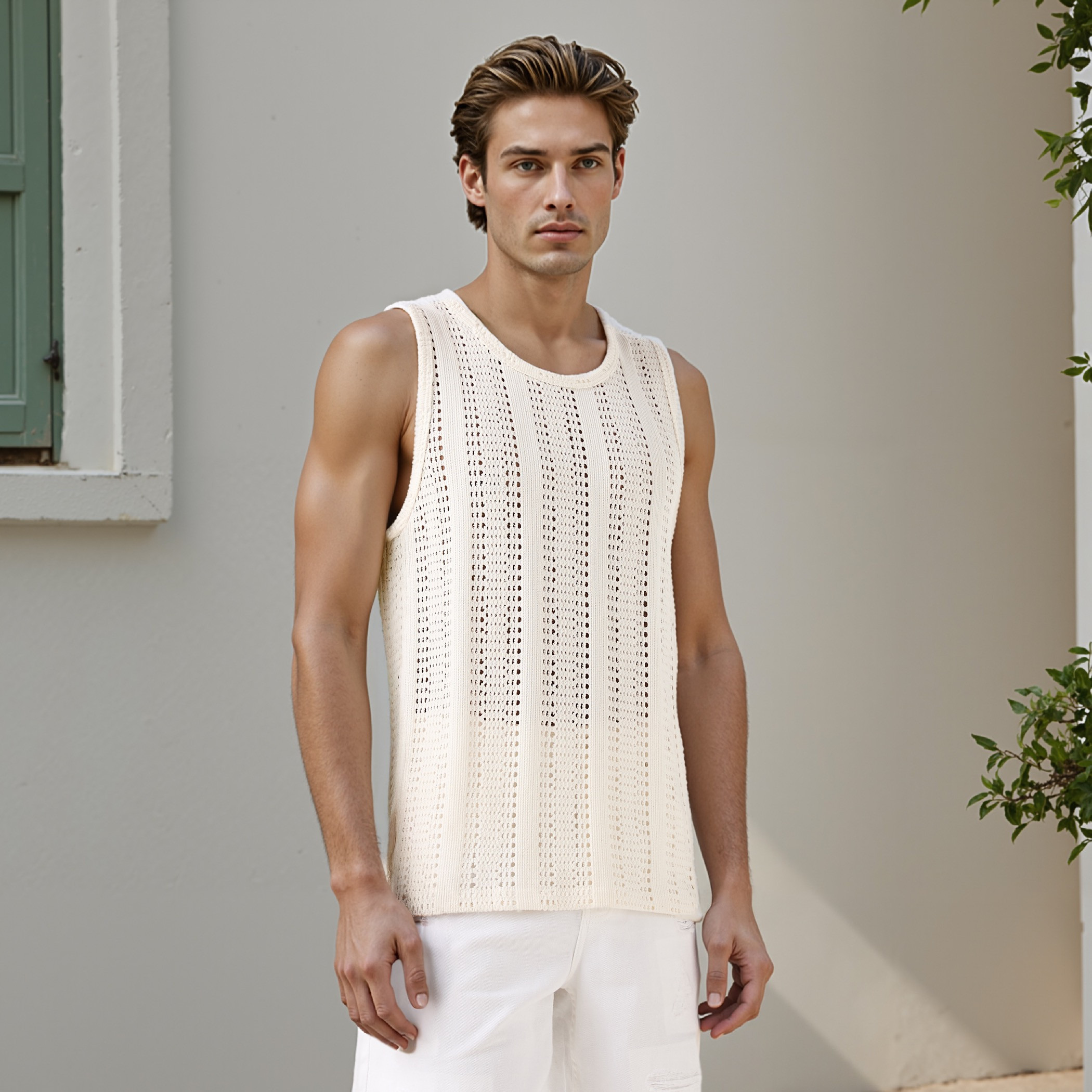 Crochet Textured Vest-men-clothing-tshirtsandpolos-vests-image-1