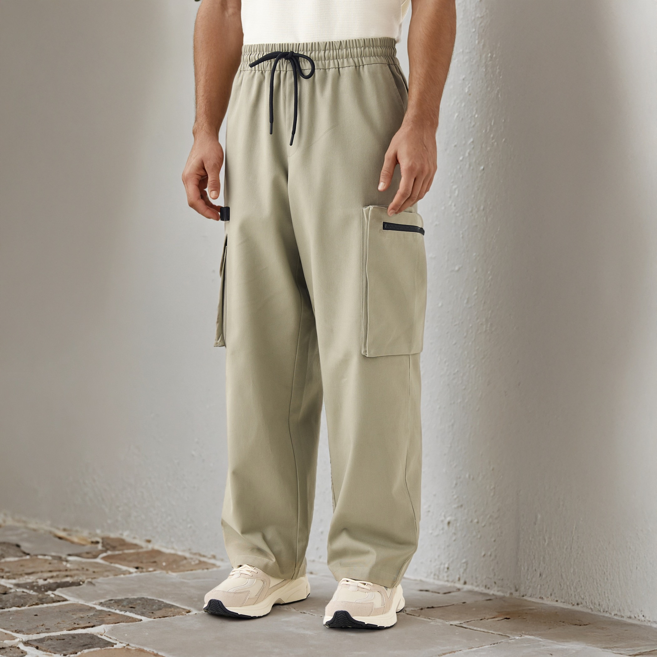 Flexi Waist Cargo Pants with Drawstring Closure-men-clothing-bottoms-joggers-image-1