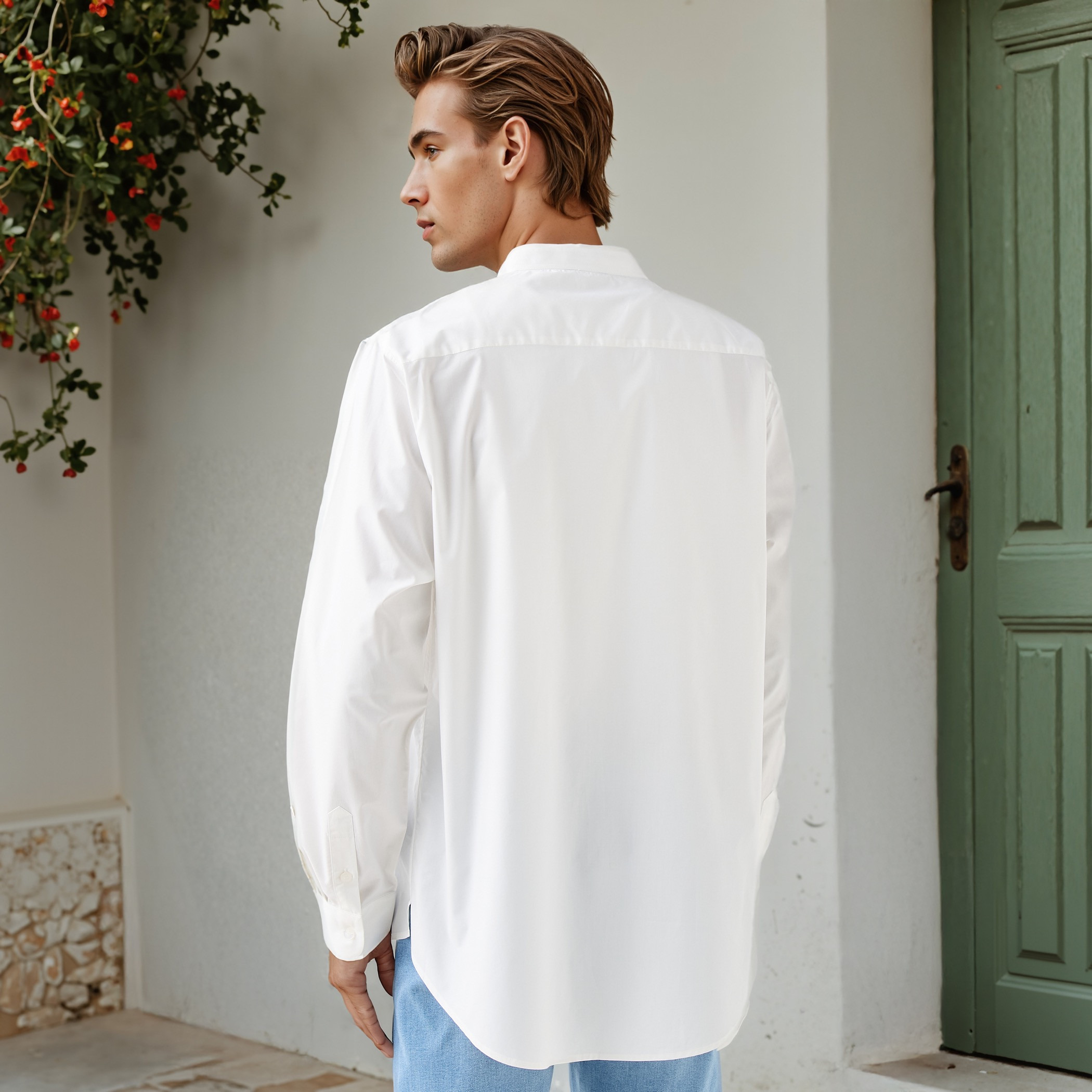Relaxed Fit Mandarin Collar Shirt-men-clothing-shirts-image-3