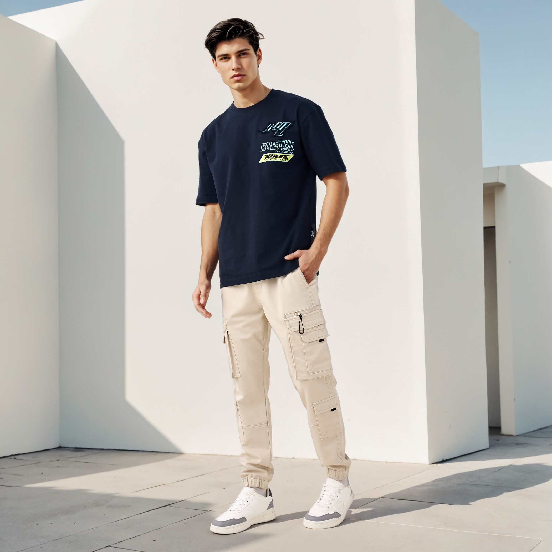 Graphic Print T-shirt with Crew Neck-men-clothing-tshirtsandpolos-tshirts-image-2