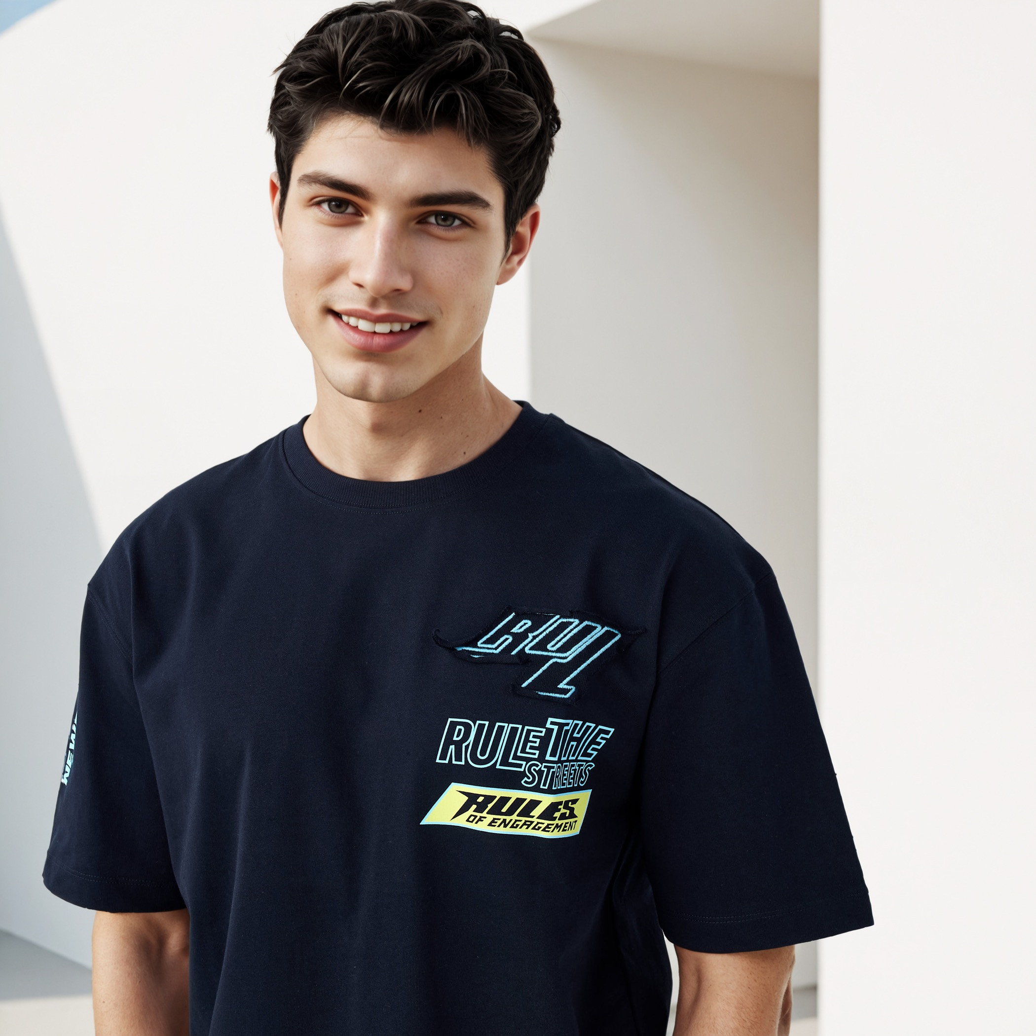 Graphic Print T-shirt with Crew Neck-men-clothing-tshirtsandpolos-tshirts-image-4