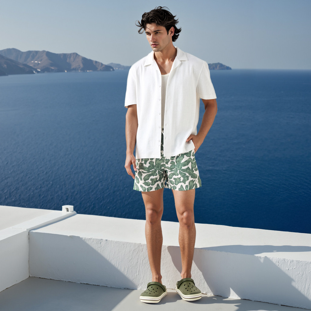 All-Over Print Swim Shorts with Drawstring Closure and Pockets-sports-men-clothing-swimwear-image-2