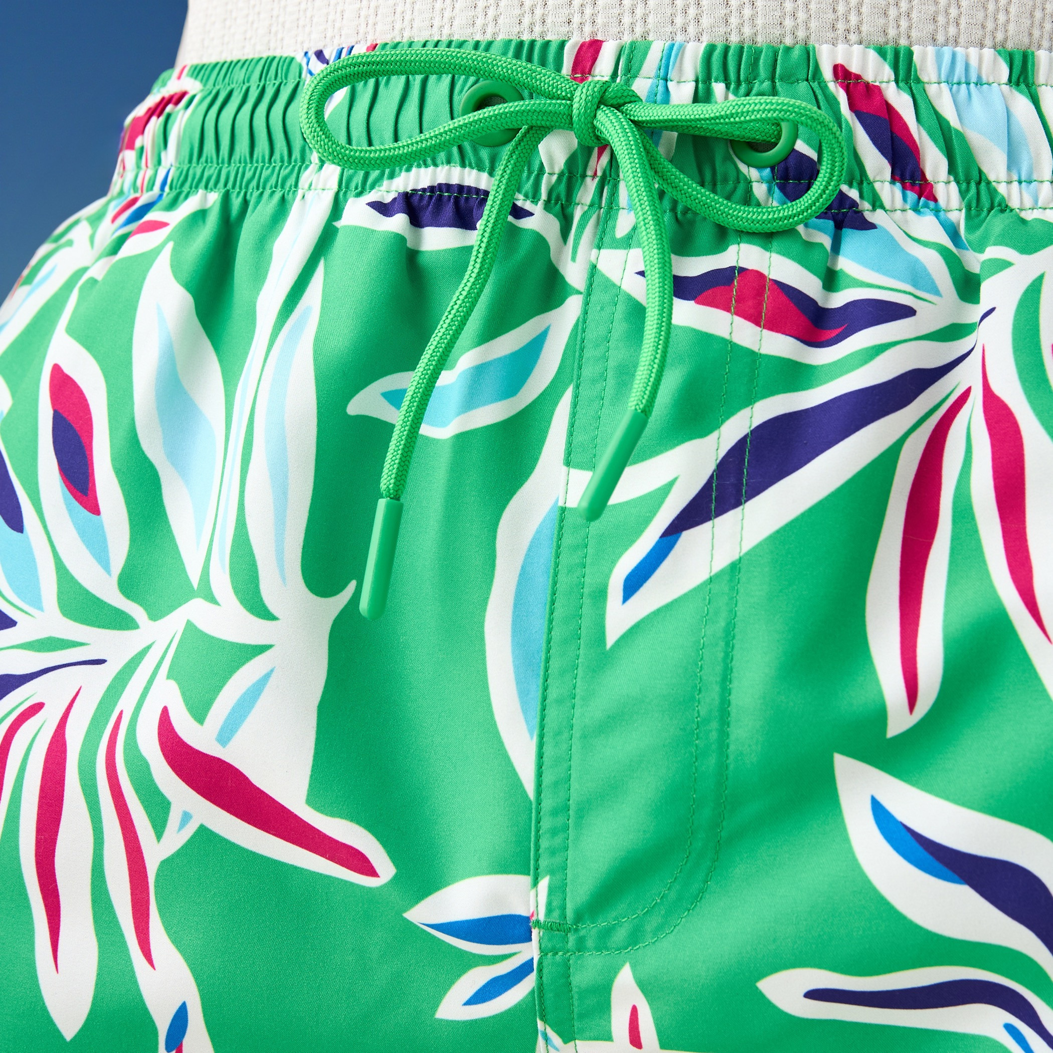 All-Over Leaf Print Swim Shorts with Drawstring Closure-sports-men-clothing-swimwear-image-6