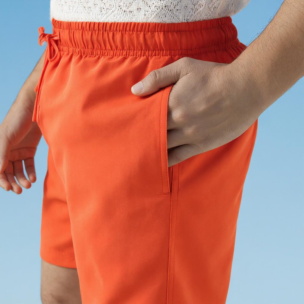 Drawstring Closure Swim Shorts with Pockets-sports-men-clothing-swimwear-image-4