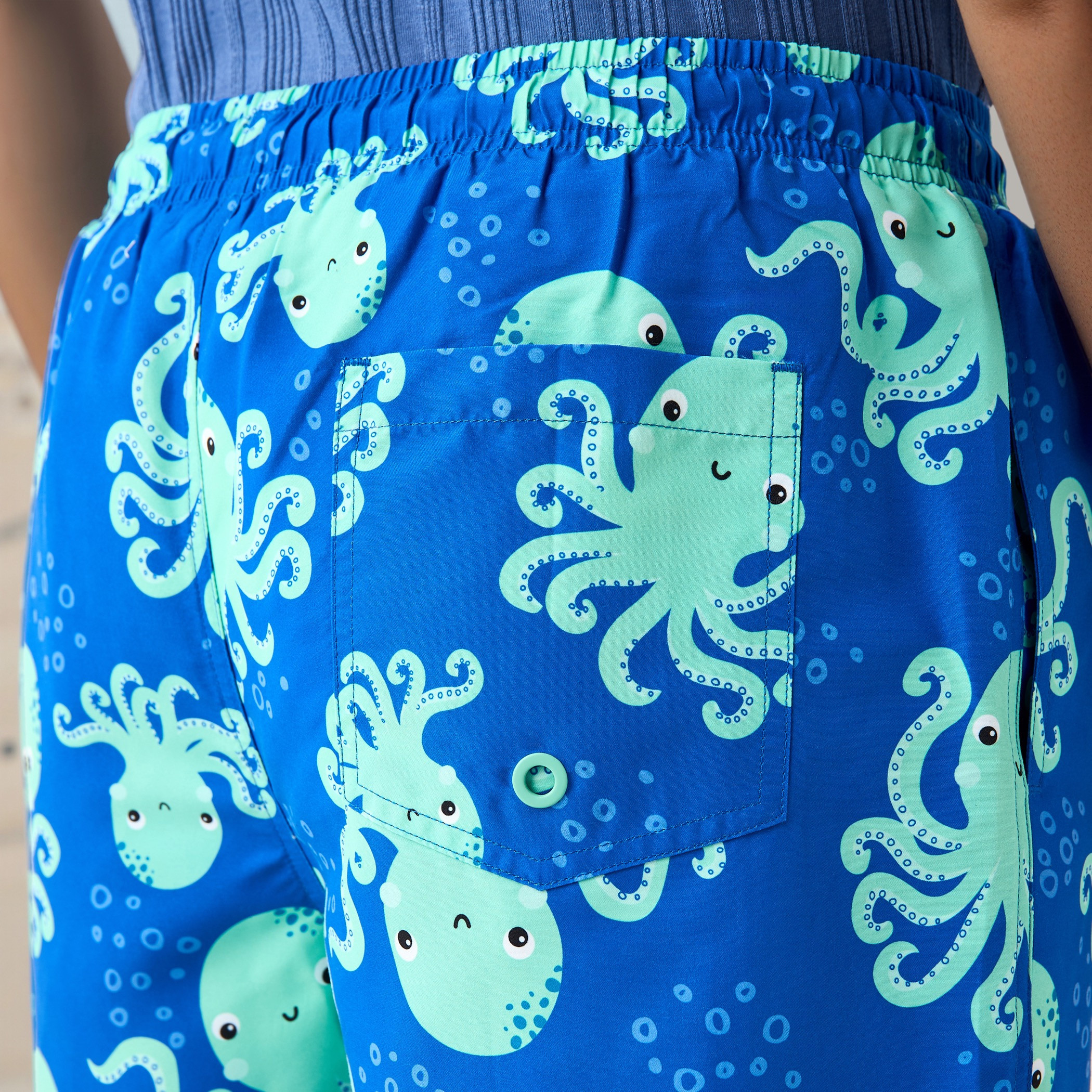 All-Over Octopus Print Drawstring Closure and Pockets-sports-men-clothing-swimwear-image-5