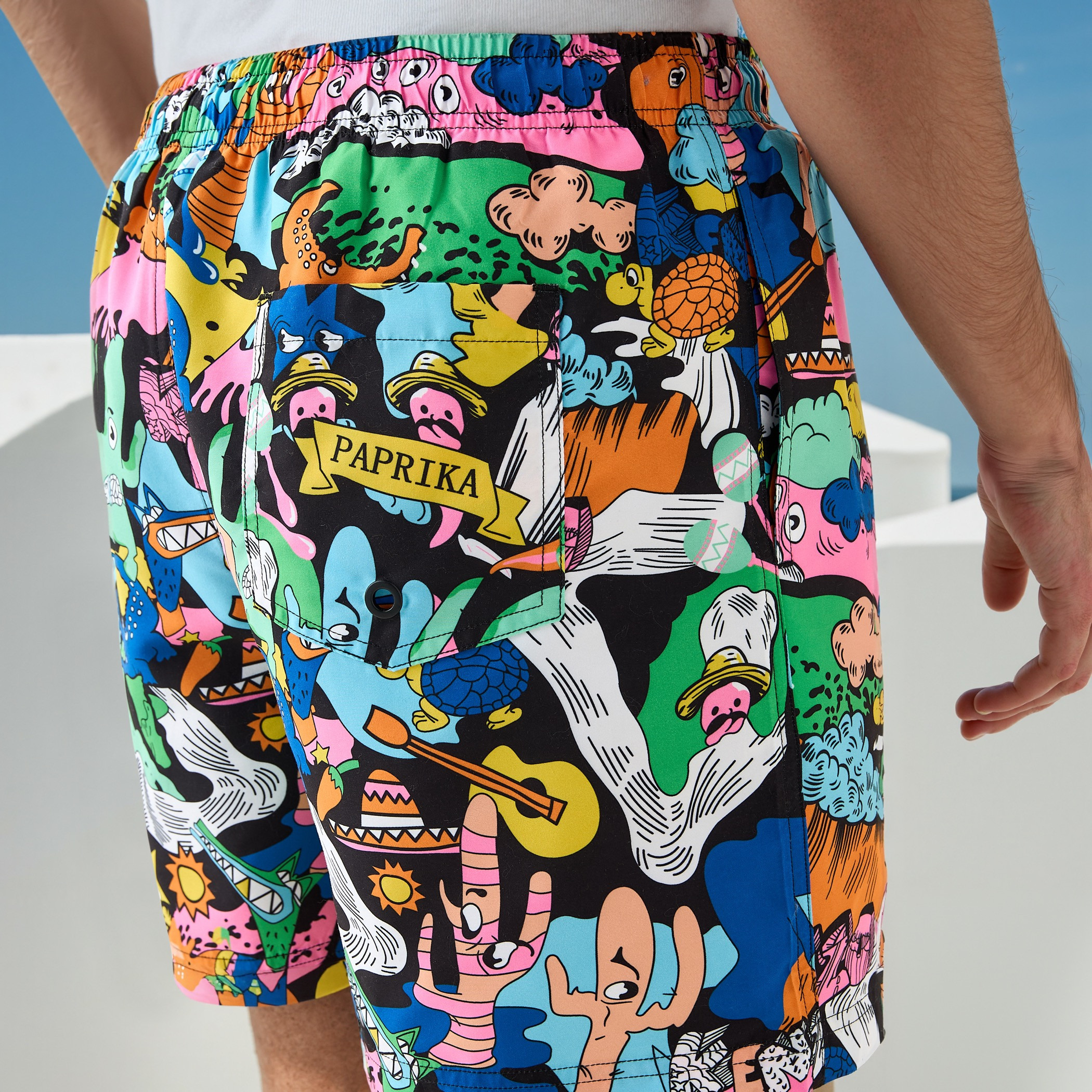All-Over Print Swim Shorts with Drawstring Closure and Pockets-sports-men-clothing-swimwear-image-4