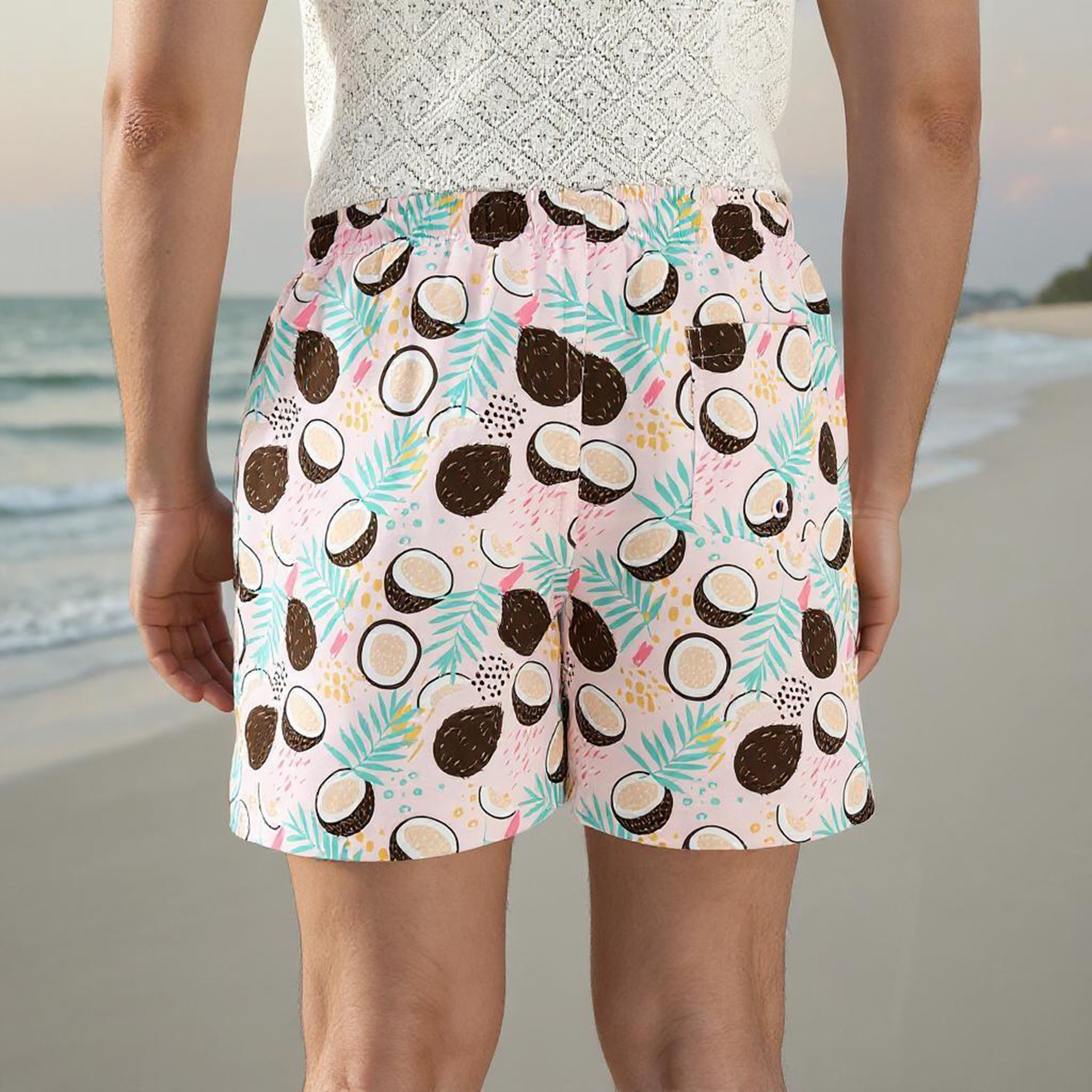 All-Over Coconut Print Swim Shorts with Drawstring Closure-sports-men-clothing-swimwear-image-3