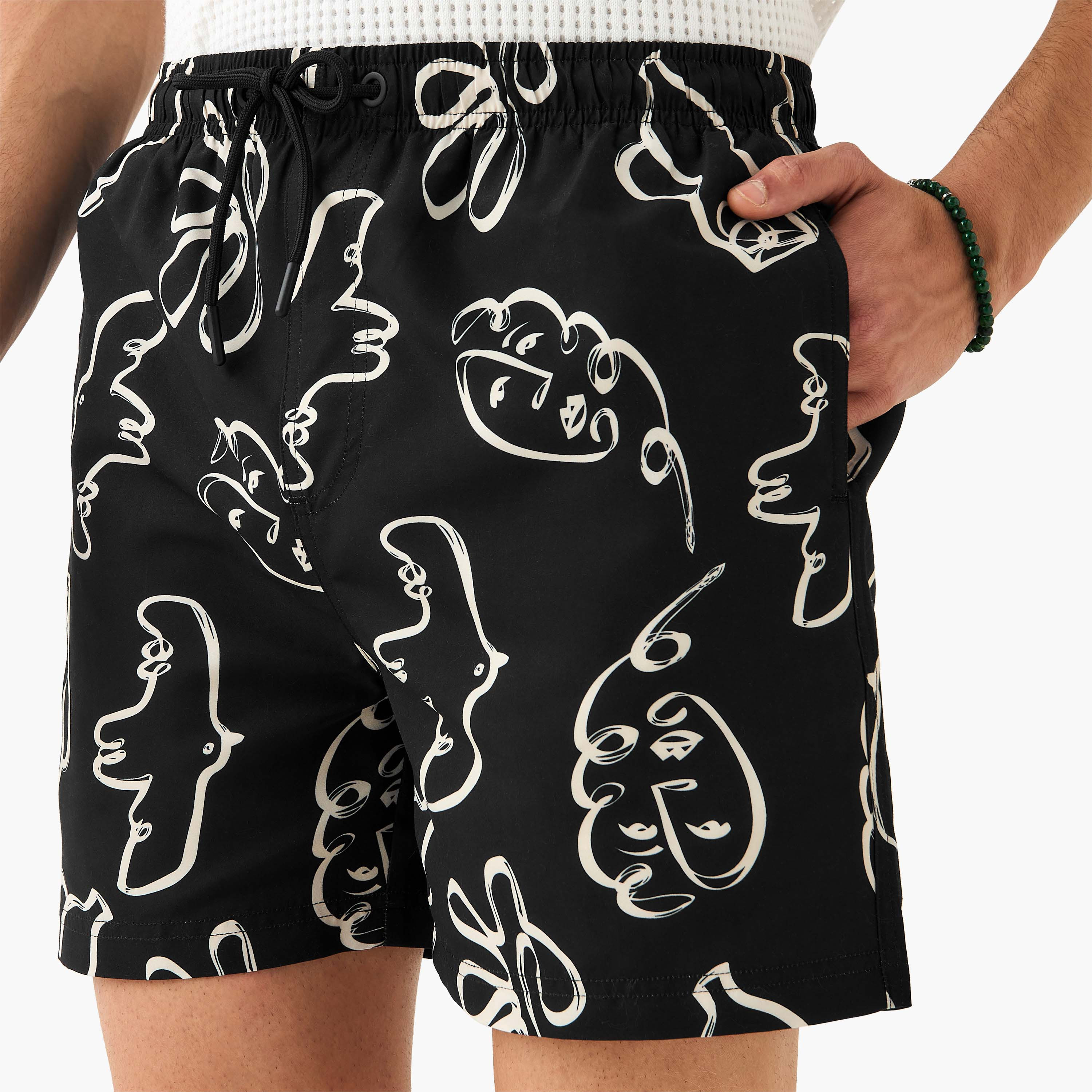 All-Over Face Print Swim Shorts with Drawstring Closure-sports-men-clothing-swimwear-image-4