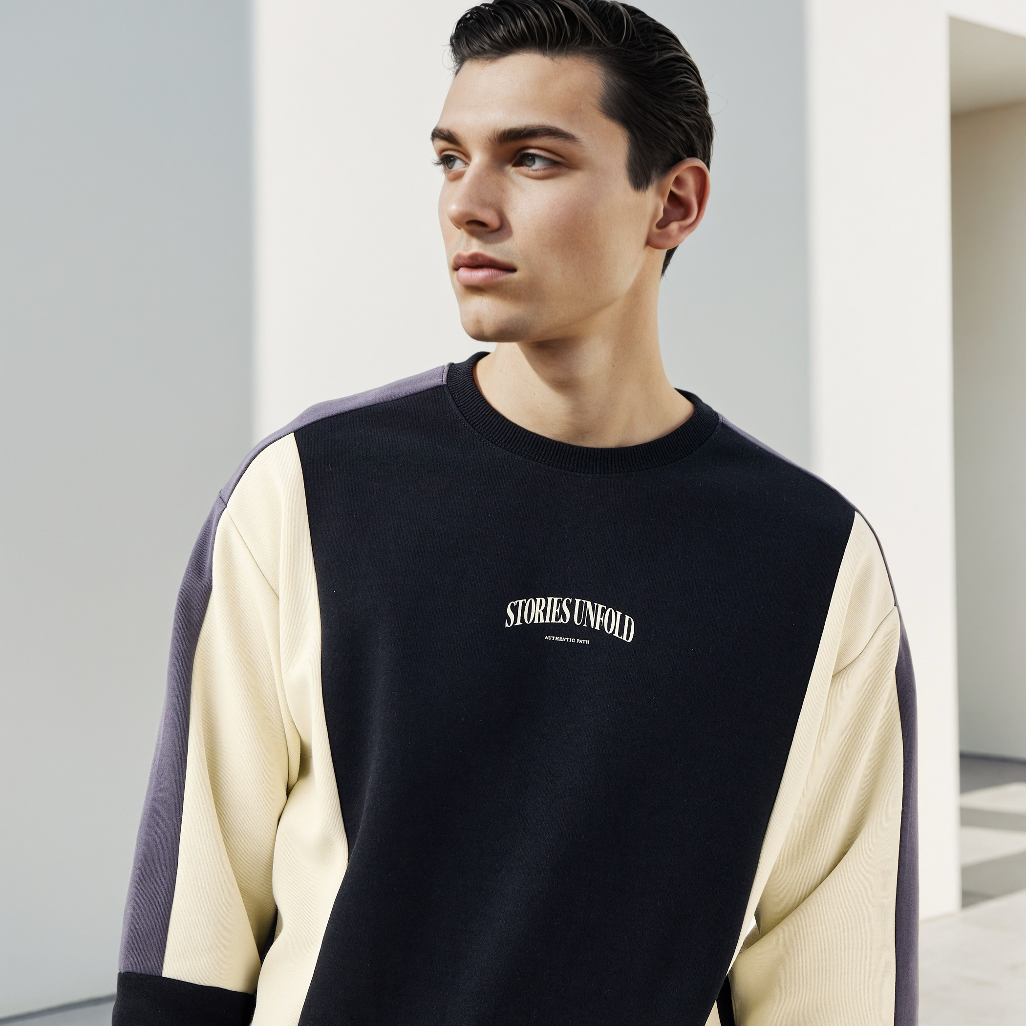 Colourblock Crew Neck Sweatshirt-men-winterwear-hoodiesandsweatshirts-image-4