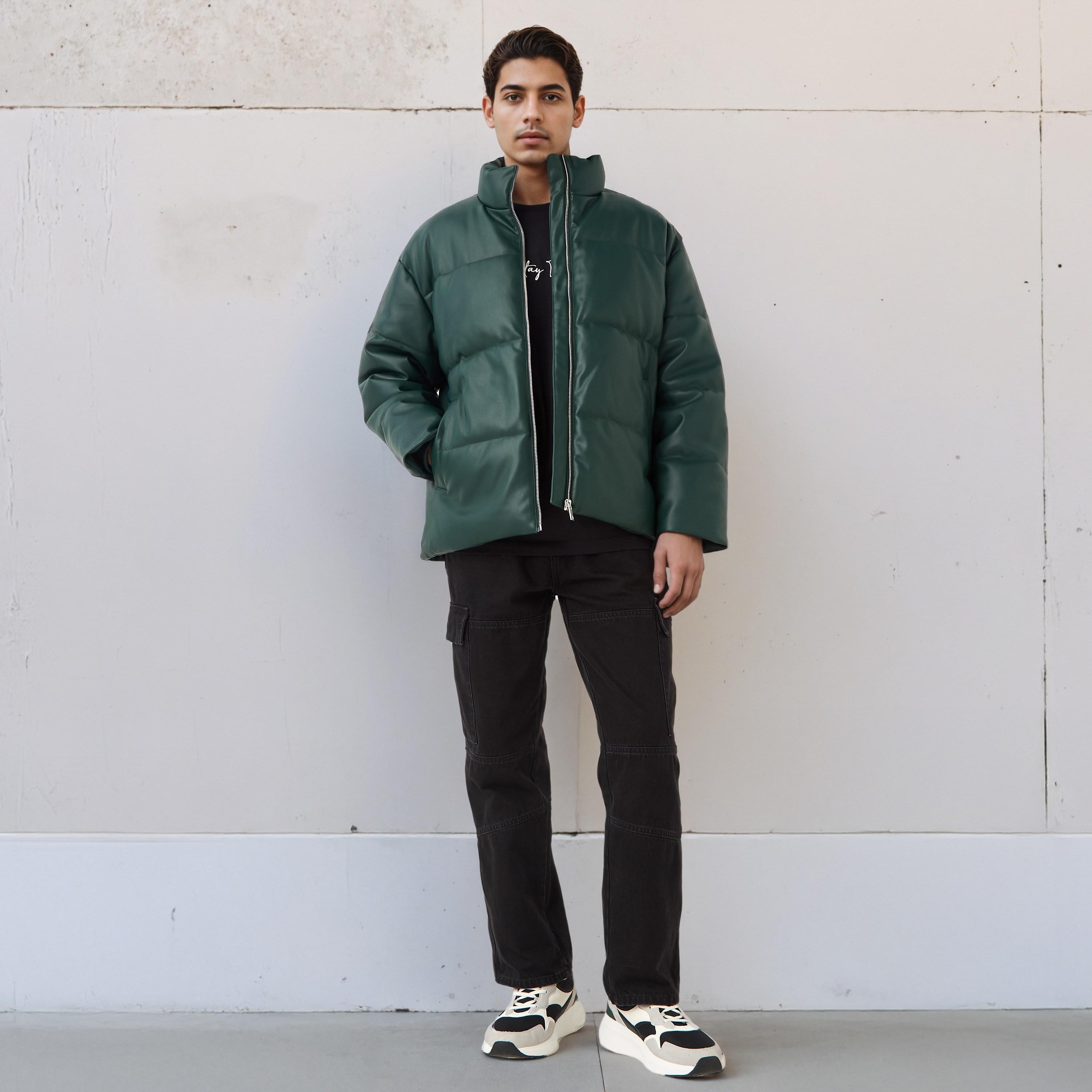 Men Regular Fit High Neck Bomber PU Jacket-men-clothing-jacketsandblazers-jackets-image-2