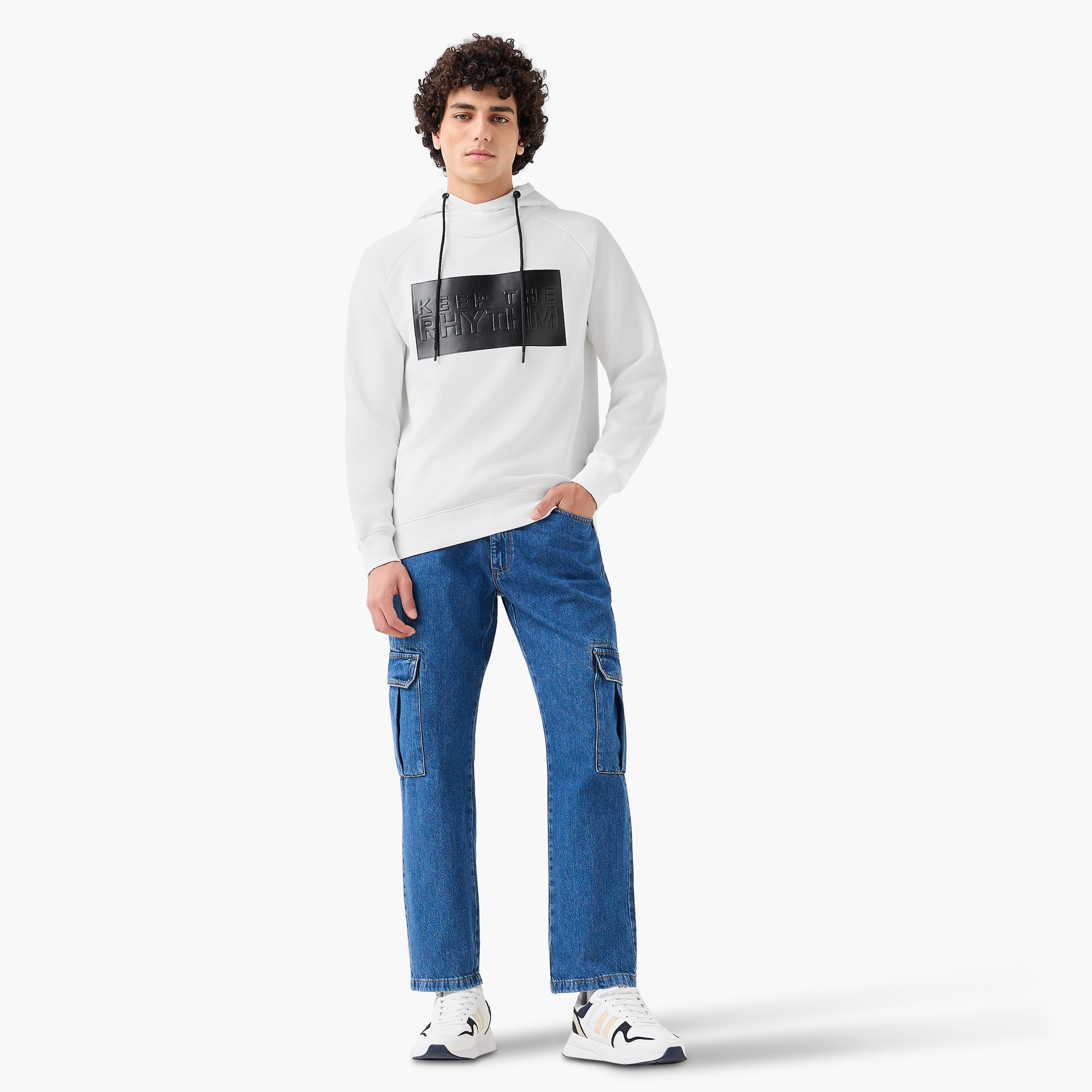 Men Slogan Applique Funnel Neck Hoodie-men-winterwear-hoodiesandsweatshirts-image-7