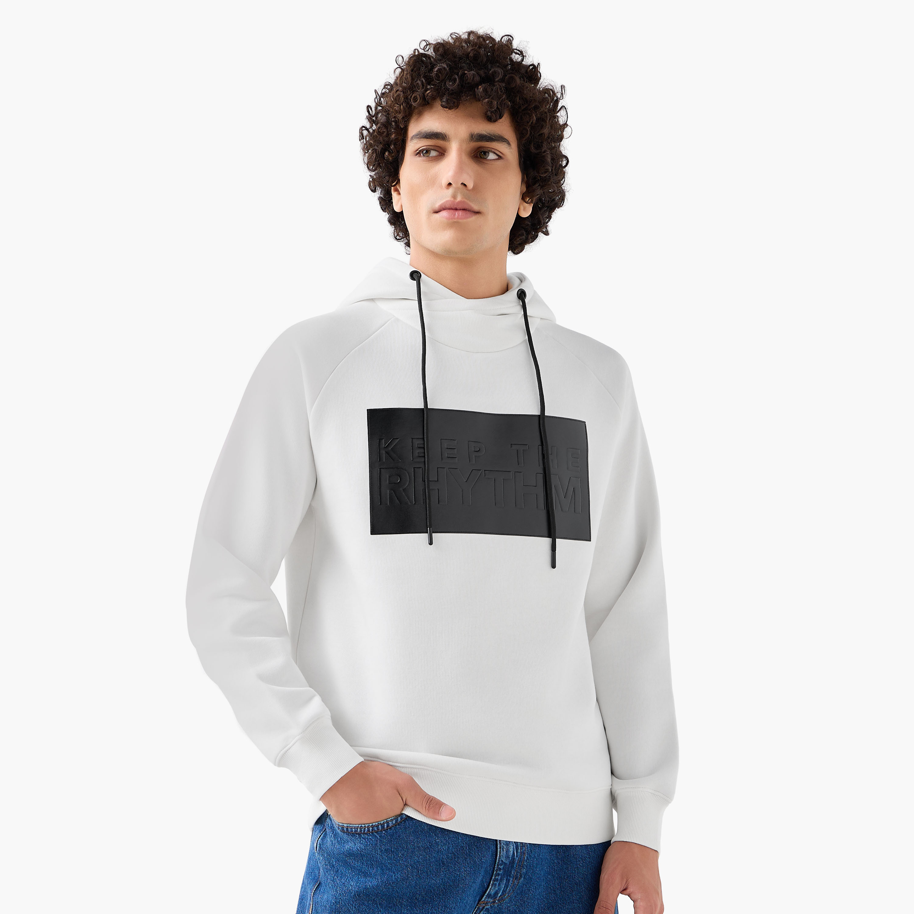 Men Slogan Applique Funnel Neck Hoodie-men-winterwear-hoodiesandsweatshirts-image-6