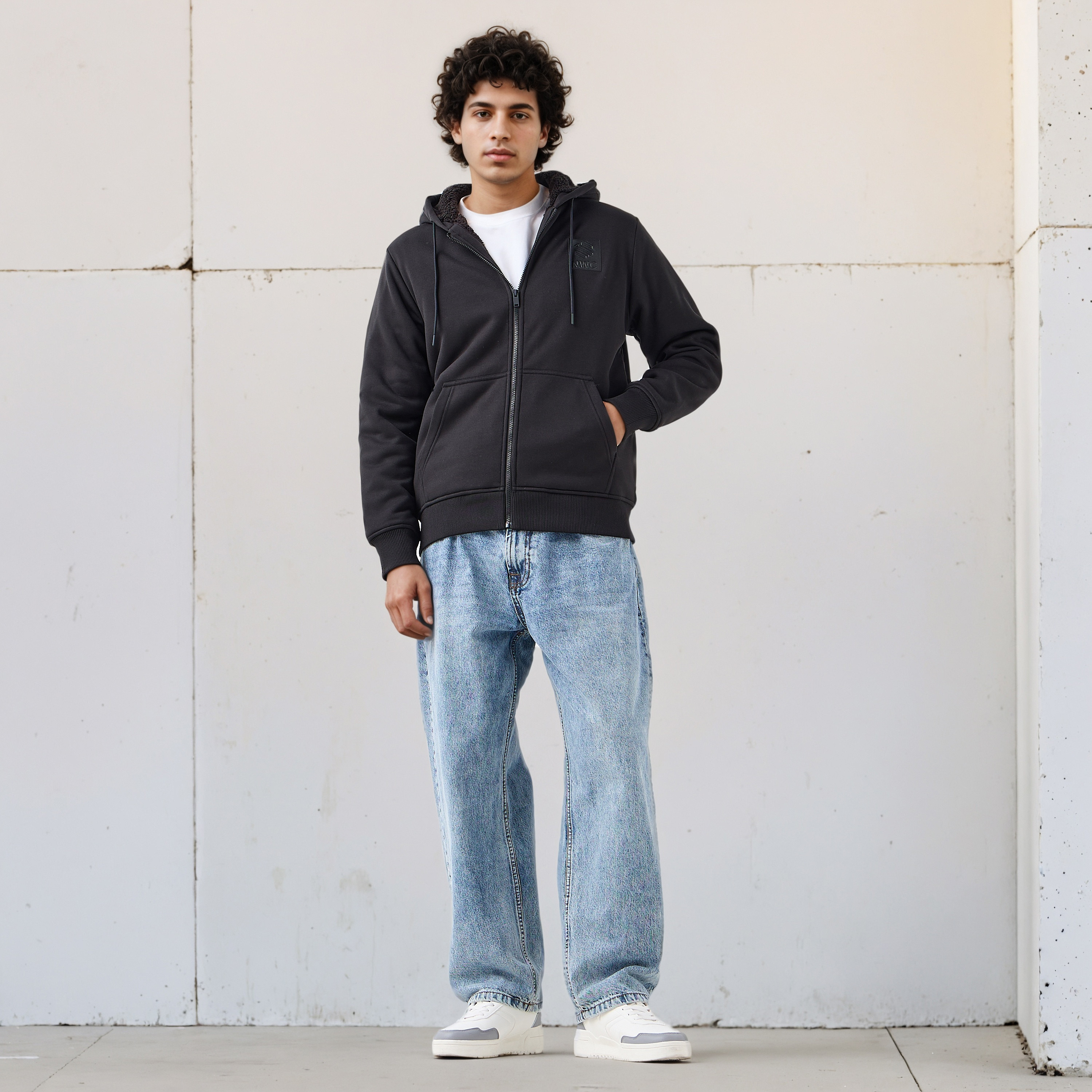 Men Sherpa Zip Through Hooded Jacket-men-clothing-jacketsandblazers-jackets-image-2