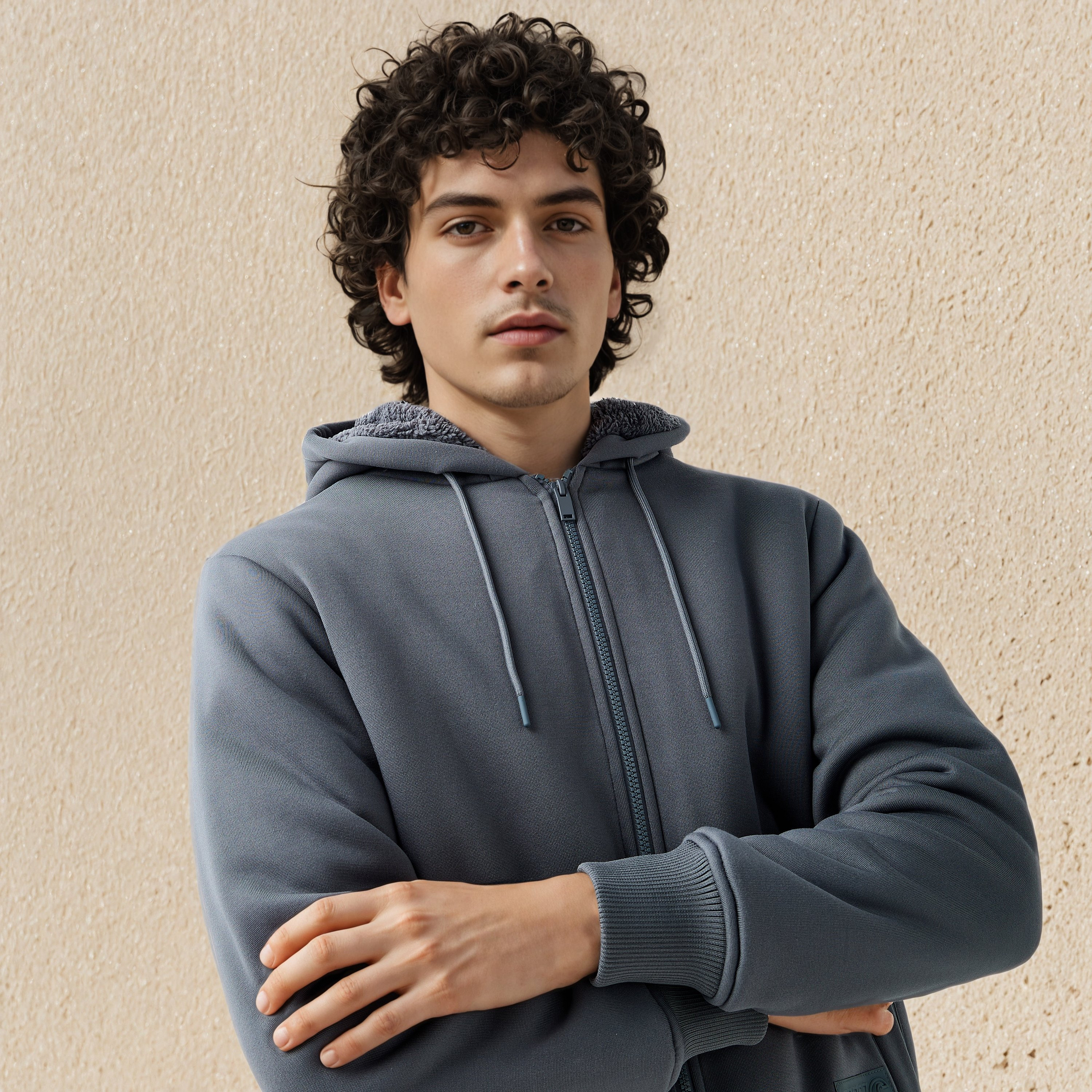 Men Sherpa Zip Through Hooded Jacket-men-clothing-jacketsandblazers-jackets-image-4