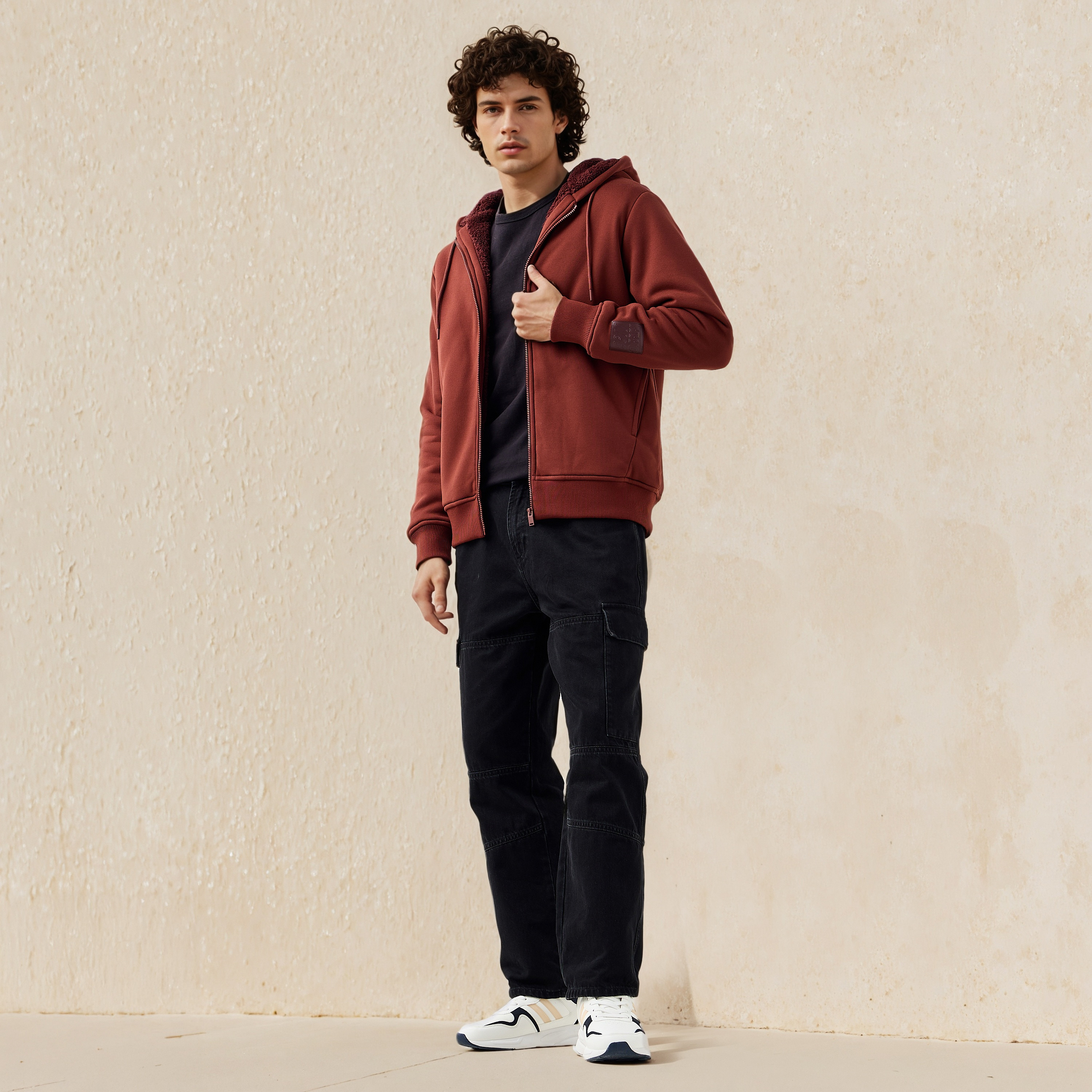 Men Sherpa Zip Through Hooded Jacket-men-clothing-jacketsandblazers-jackets-image-2